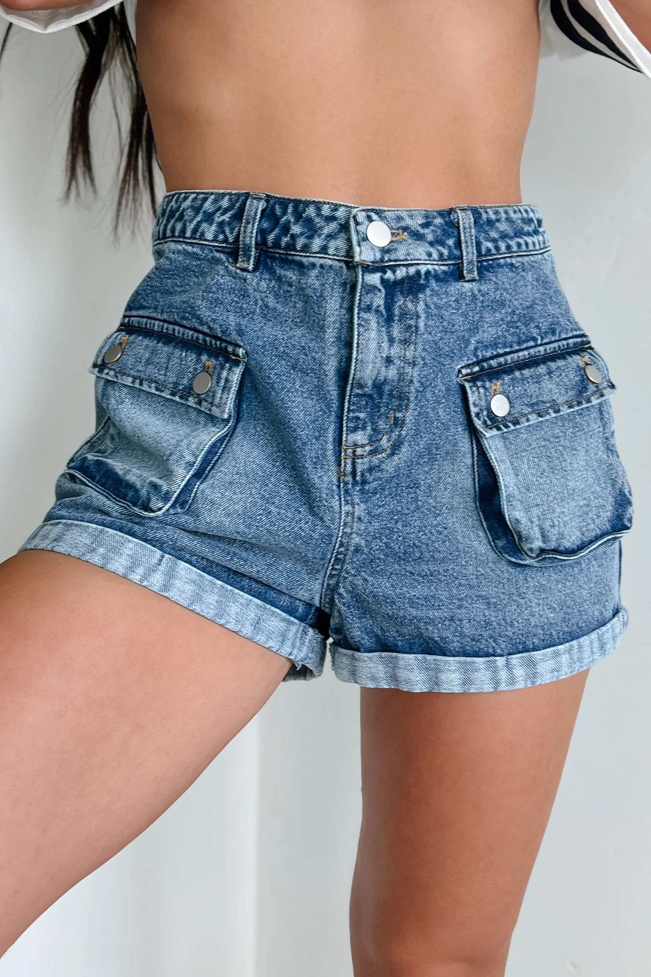 Kade Denim Cargo Shorts (Washed Denim) - Image 11