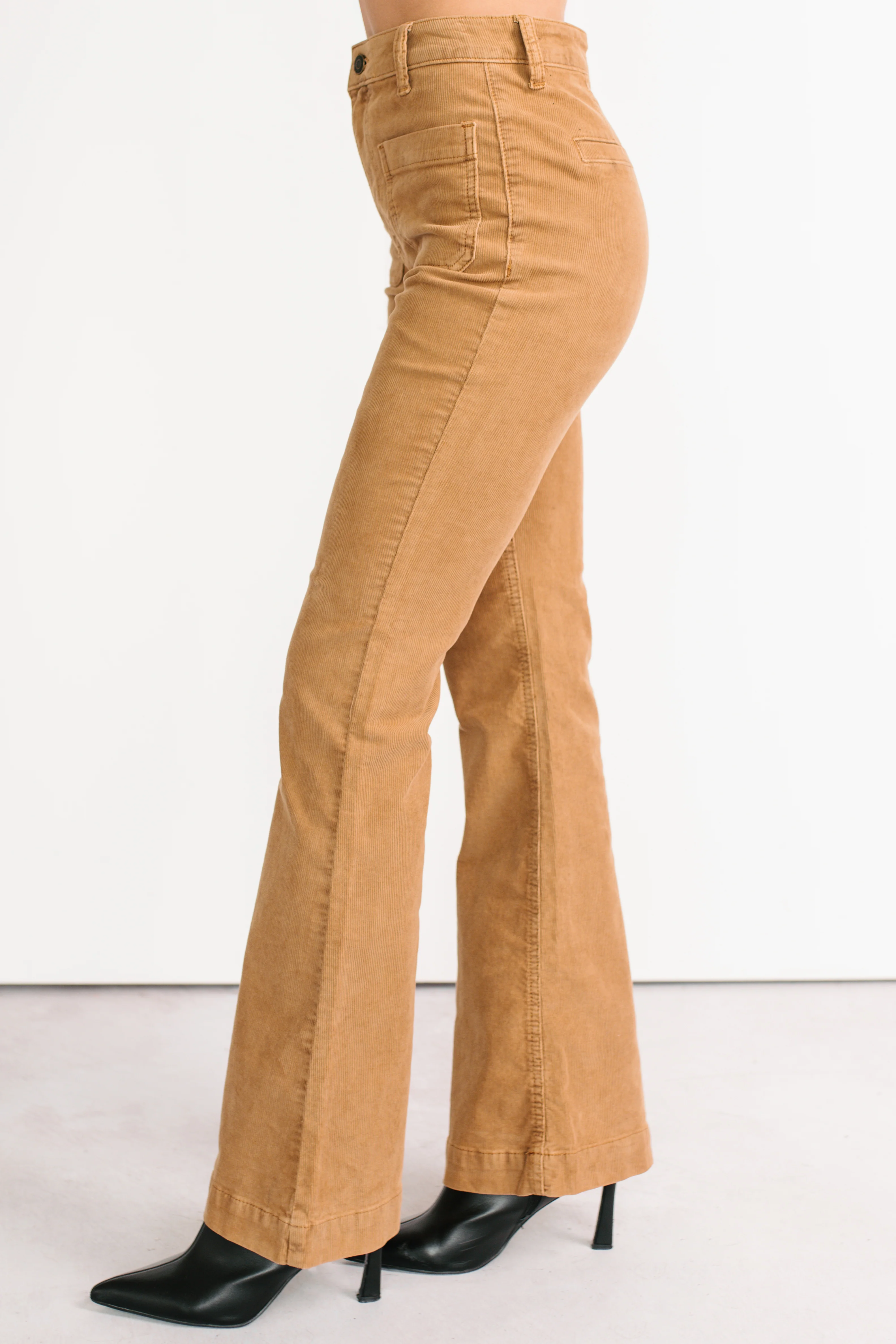 Kasen Corduroy Flare Sneak Peak Jeans (Camel) - Image 3