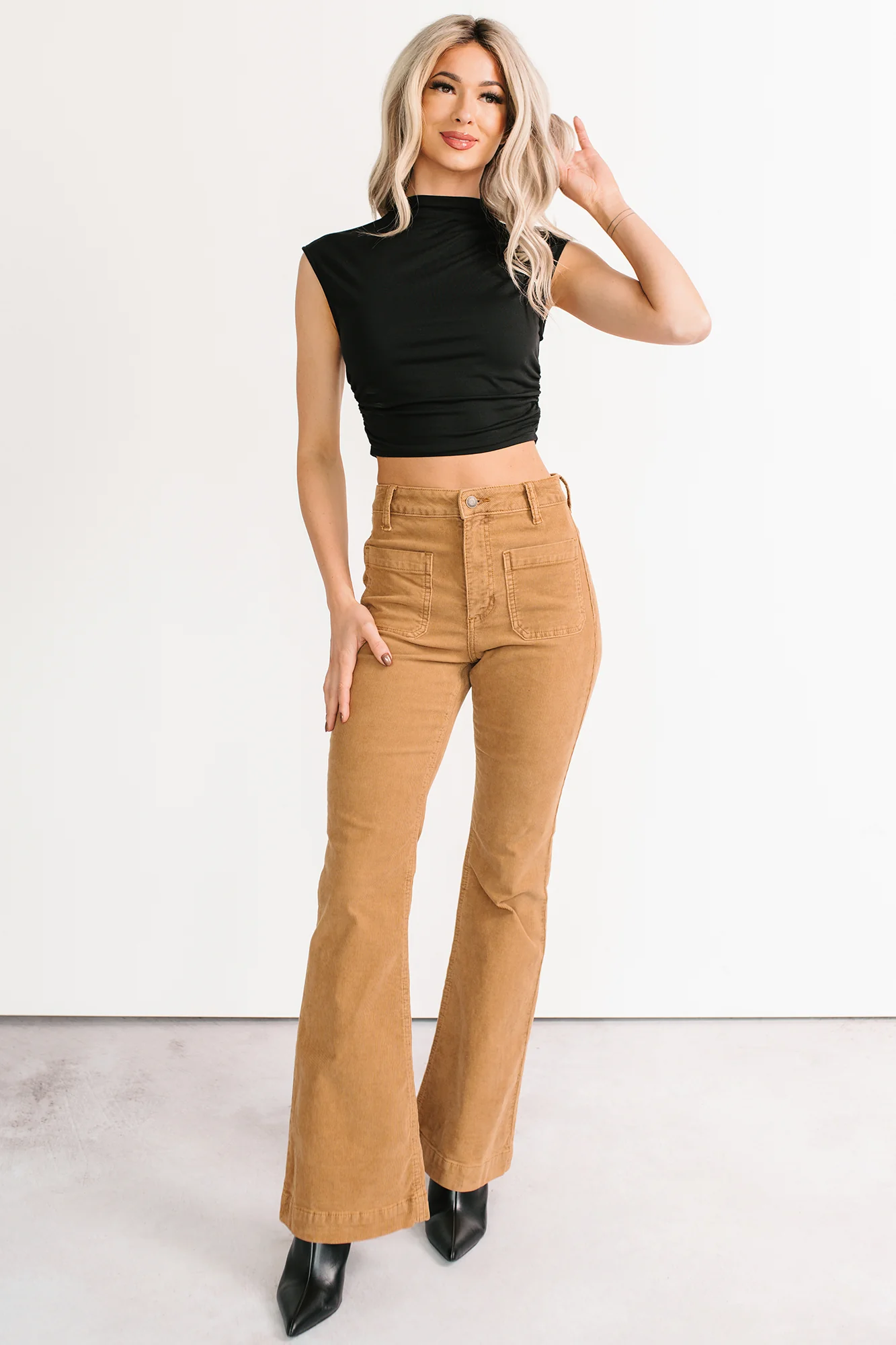 Kasen Corduroy Flare Sneak Peak Jeans (Camel) - Image 5