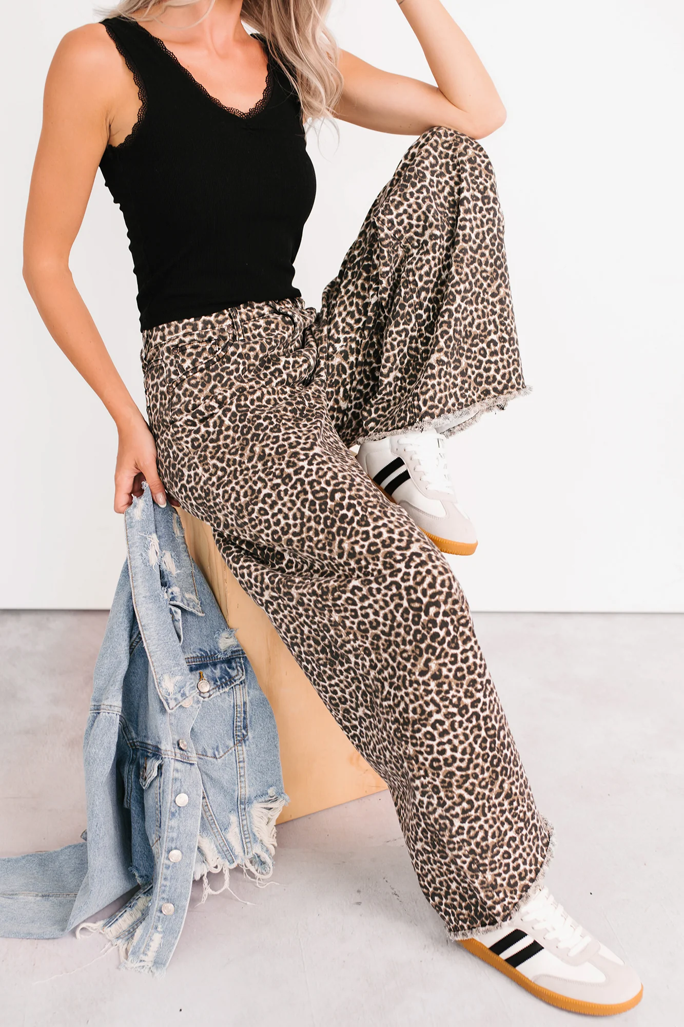 Kaya Tummy Control Wide Leg Saige Denim Jeans (Leopard) - Image 10