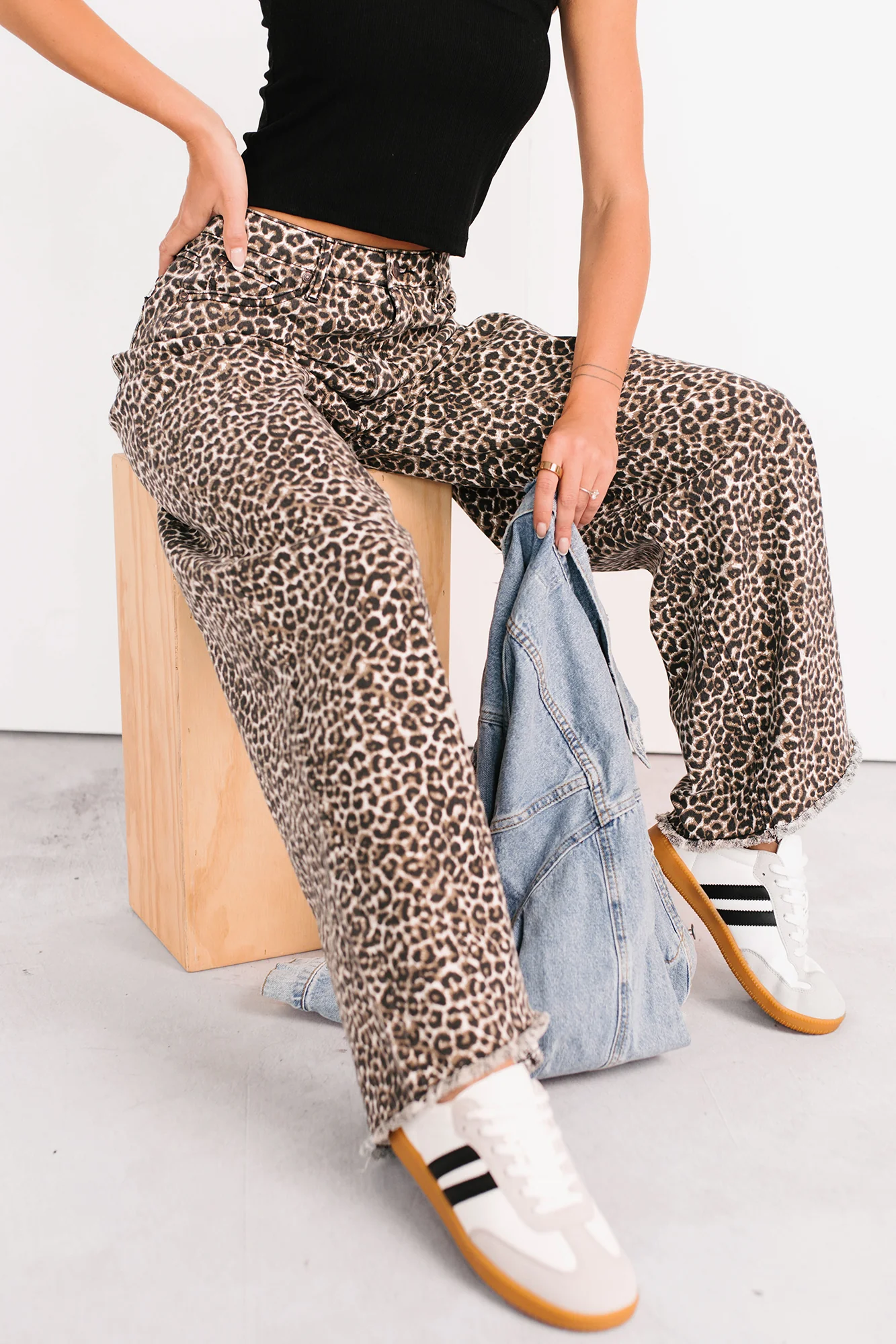 Kaya Tummy Control Wide Leg Saige Denim Jeans (Leopard) - Image 2