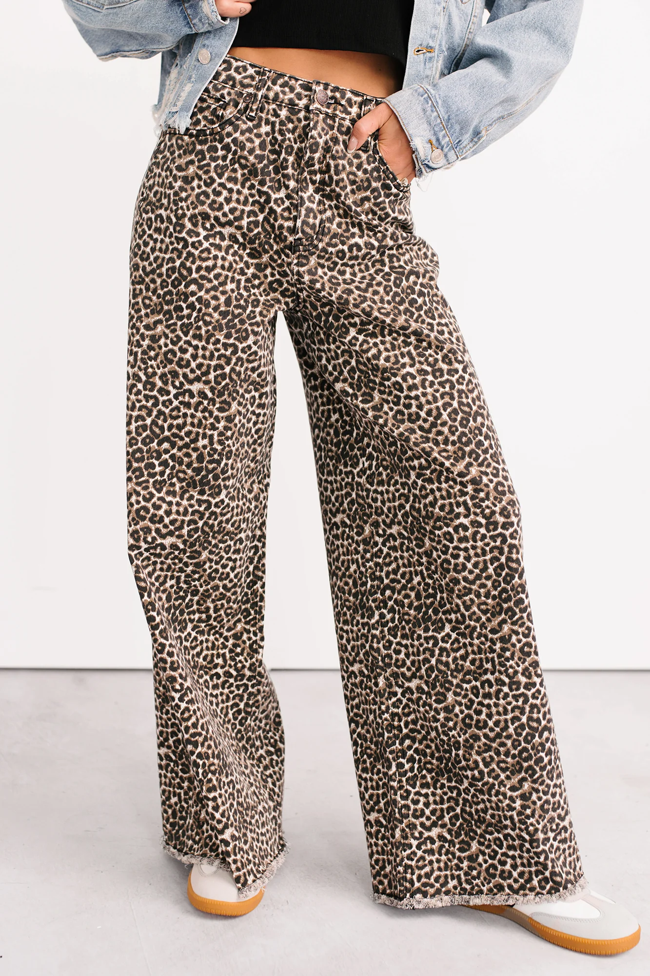 Kaya Tummy Control Wide Leg Saige Denim Jeans (Leopard) - Image 9