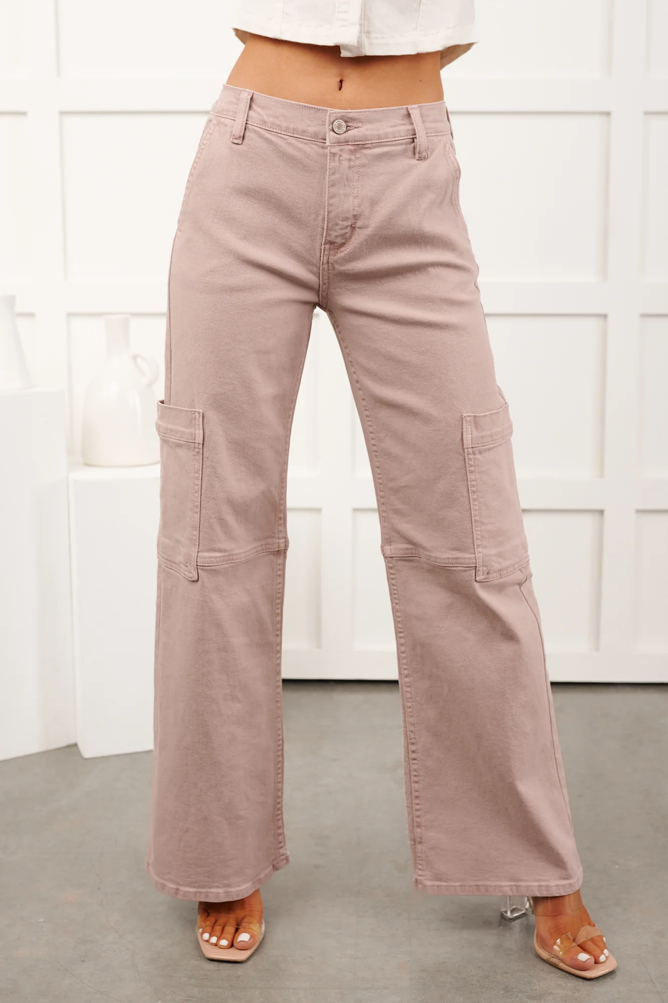 Kayden Mid Rise KanCan Cargo Jeans (Pink) - Image 2