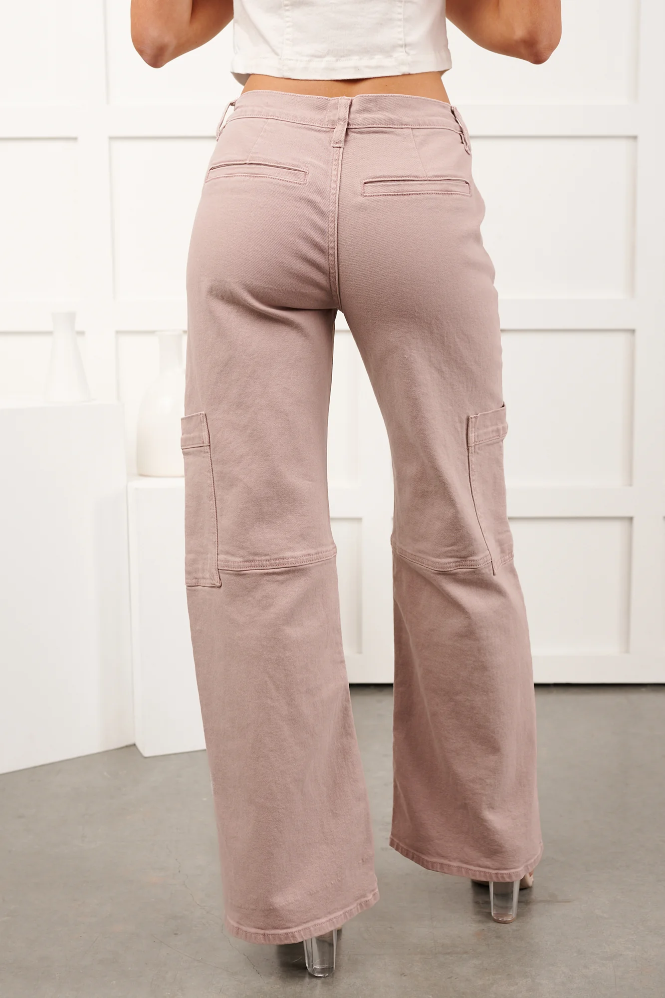 Kayden Mid Rise KanCan Cargo Jeans (Pink) - Image 6