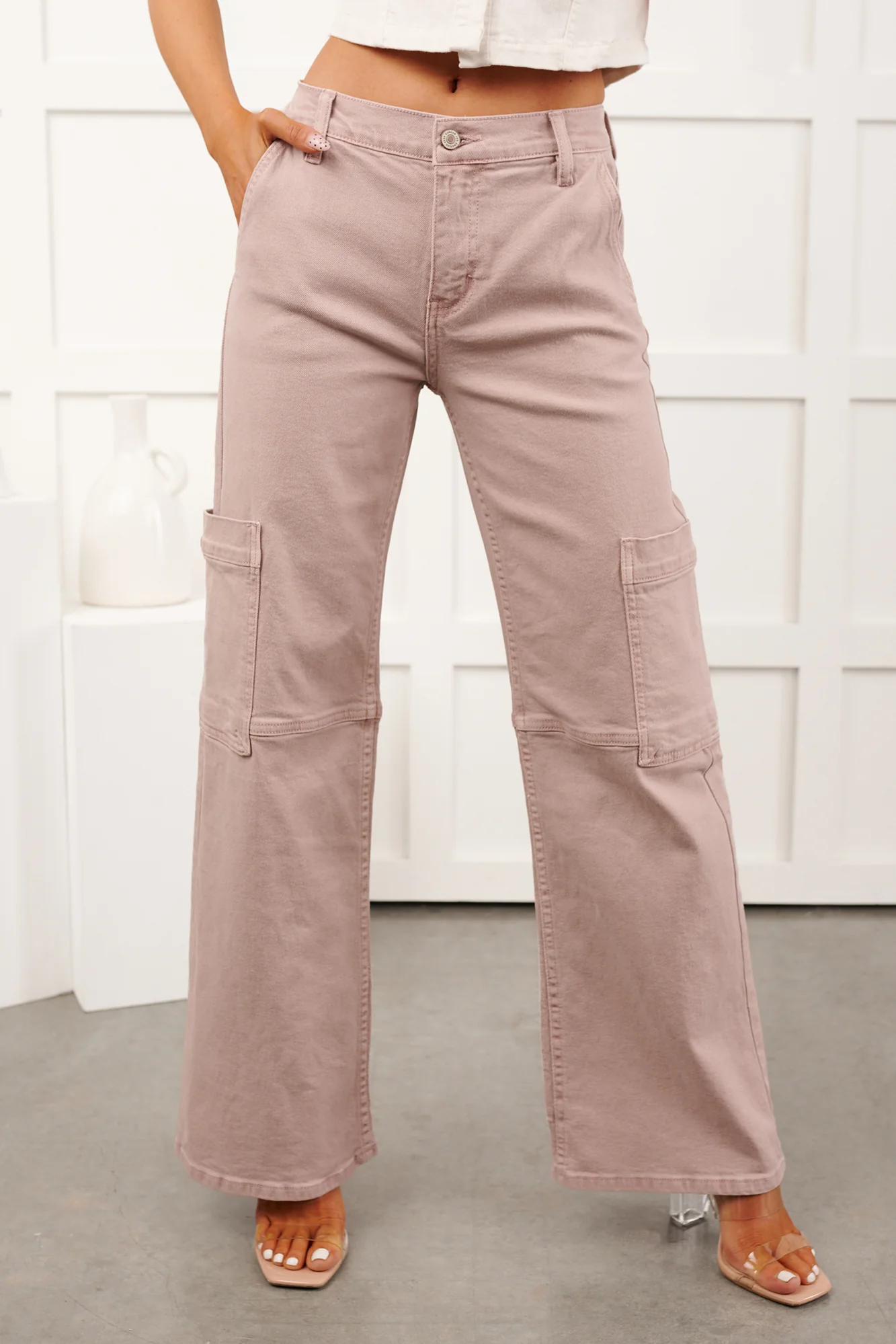 Kayden Mid Rise KanCan Cargo Jeans (Pink) - Image 8
