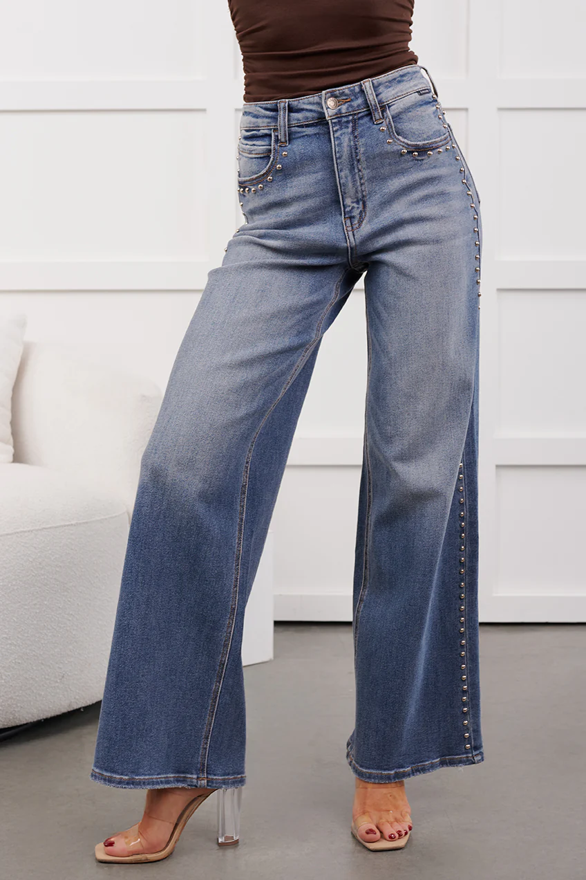 Kaylee High Rise Stud Detailed Cello Jeans (Medium) - Image 2