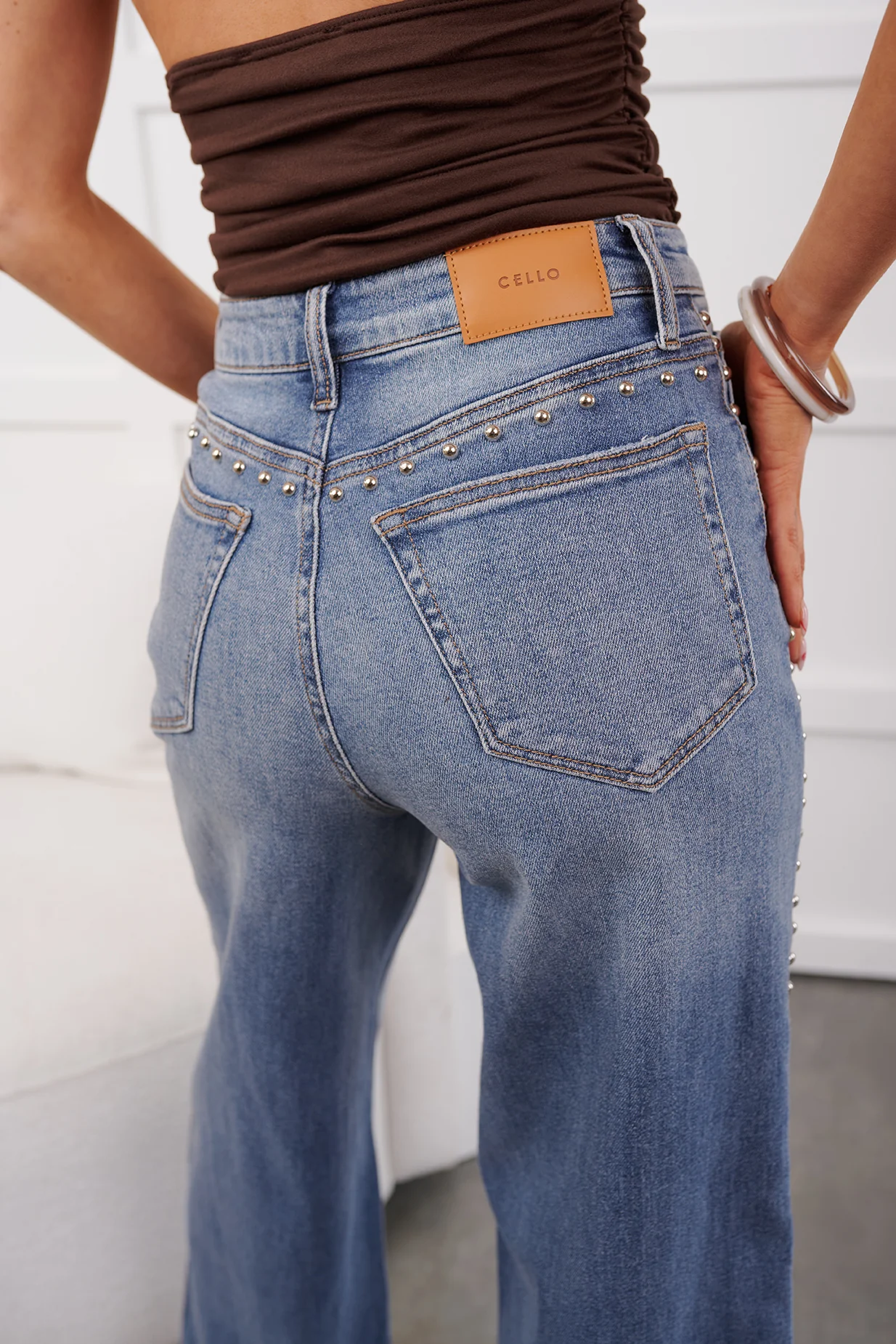 Kaylee High Rise Stud Detailed Cello Jeans (Medium) - Image 7