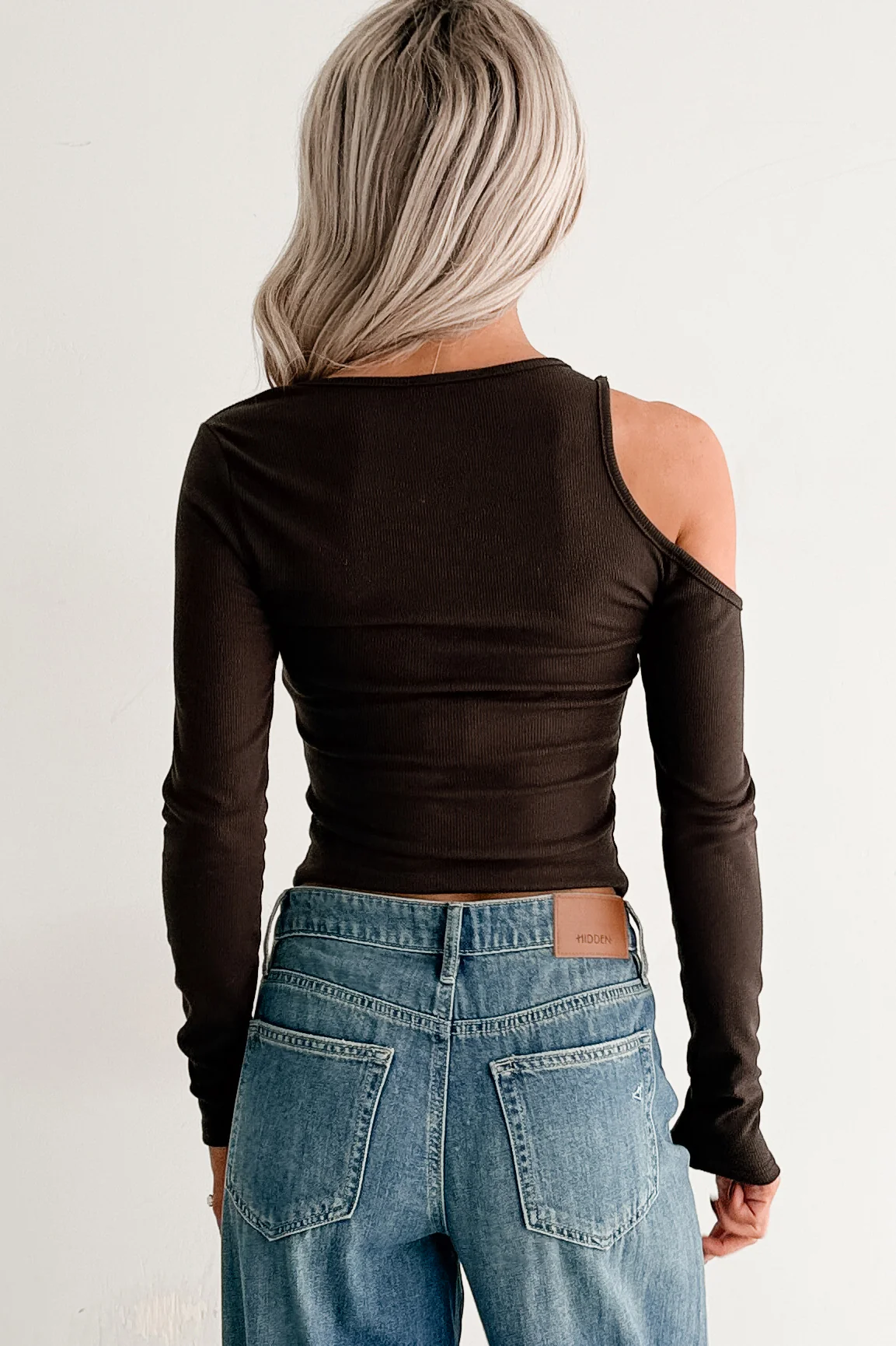 Keep It Light Cut-Out Long Sleeve Top (Chocolate) - Image 4