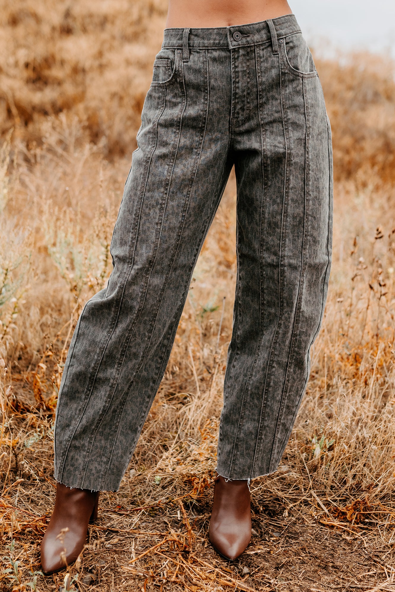 Kelsey Cheetah Seamed Barrel Hidden Jeans (Brown Cheetah) - Image 5