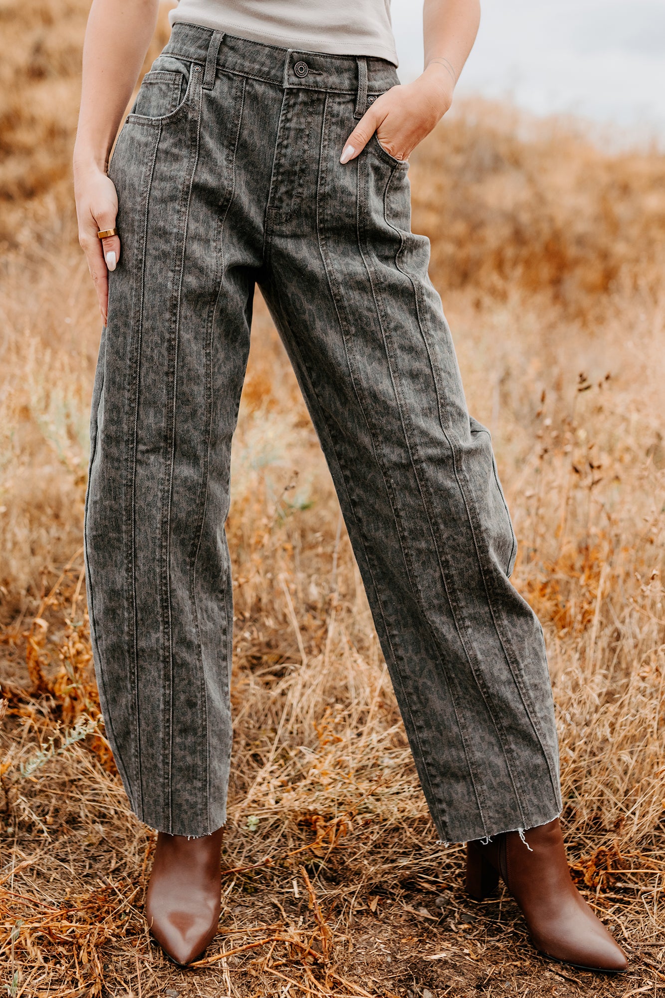Kelsey Cheetah Seamed Barrel Hidden Jeans (Brown Cheetah) - Image 8