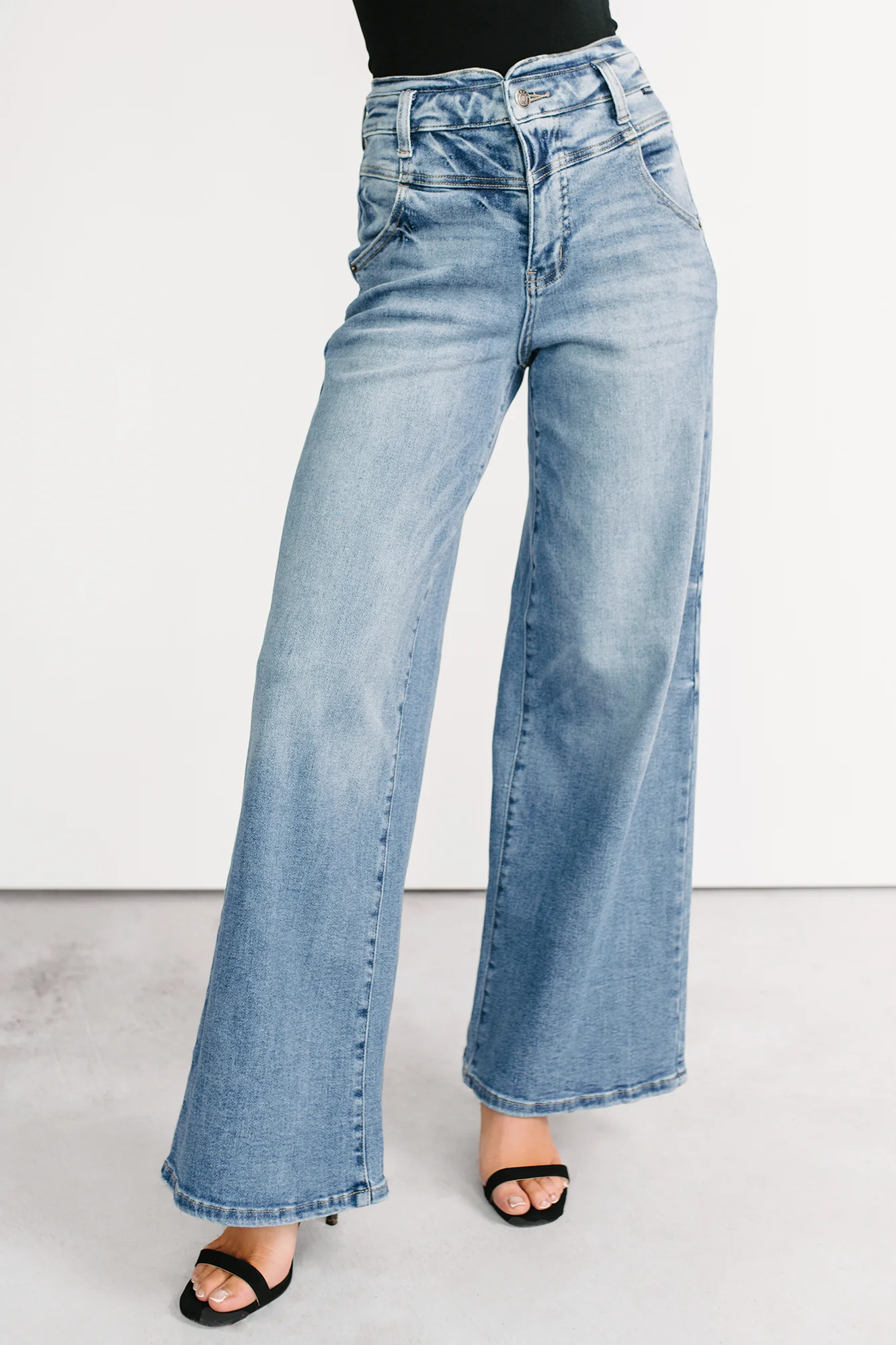 Kelvin Double Waist Wide Leg Cello Jeans (Medium) - Image 3