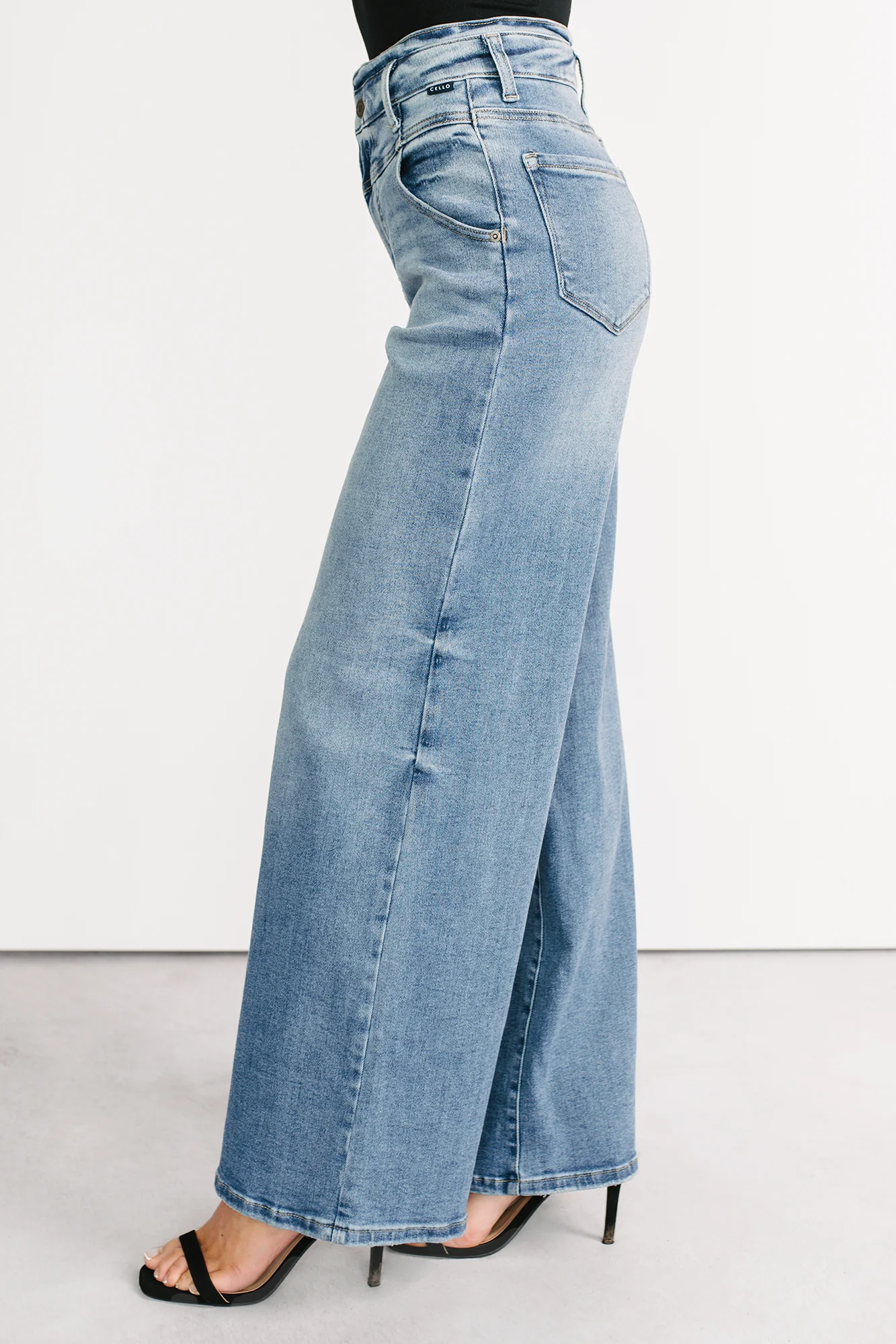 Kelvin Double Waist Wide Leg Cello Jeans (Medium) - Image 5