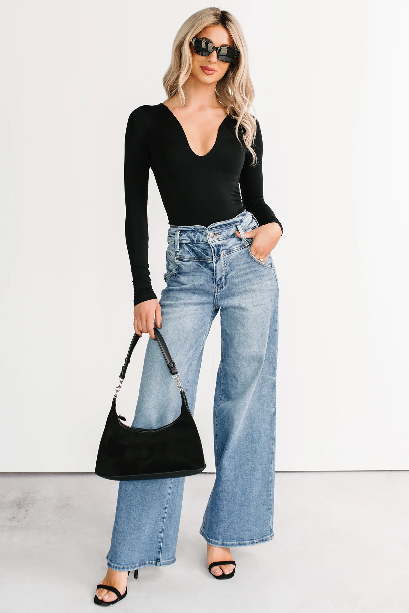Kelvin Double Waist Wide Leg Cello Jeans (Medium) - Image 7