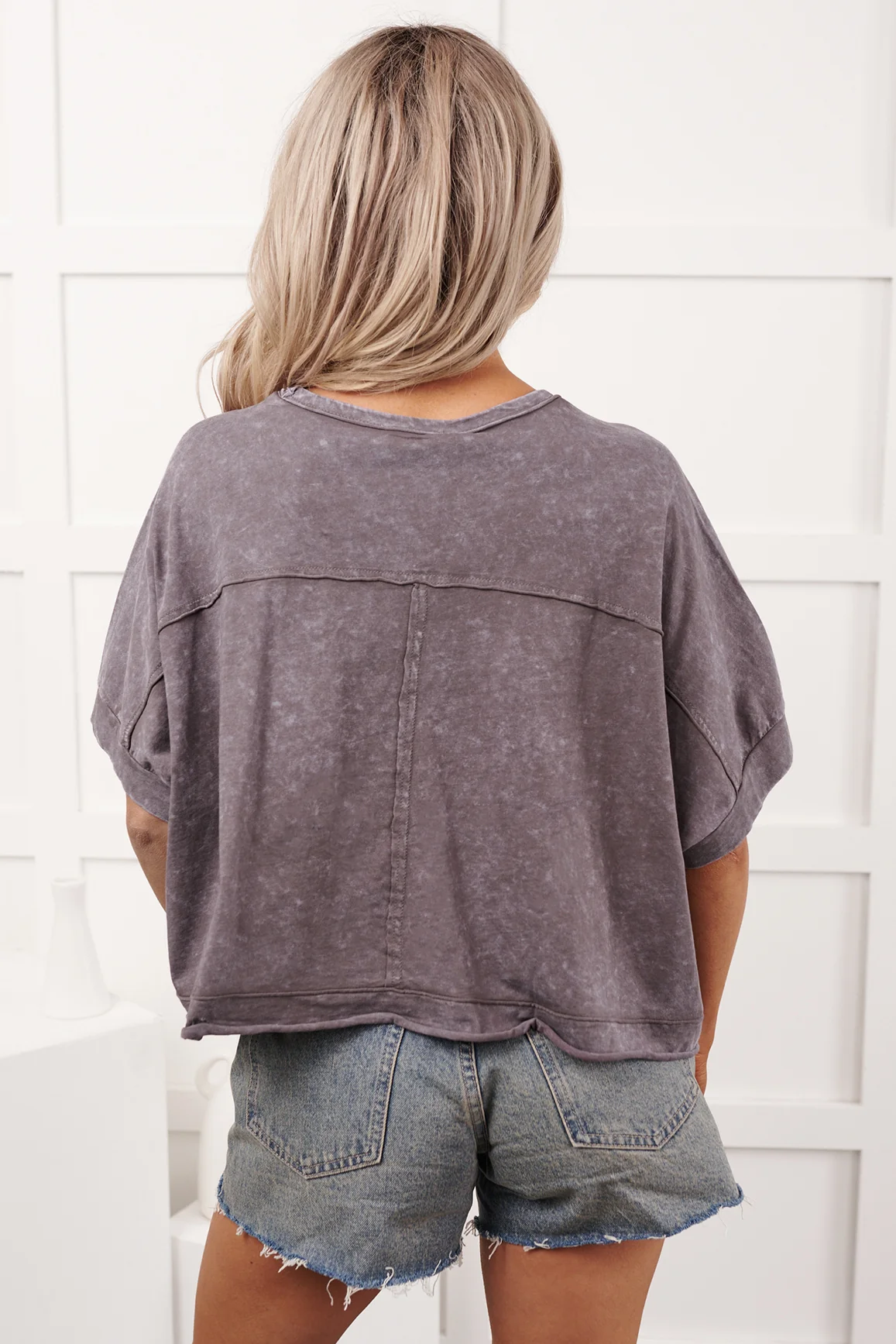 Kendrick Acid Wash Crop Top (Black) - Image 9
