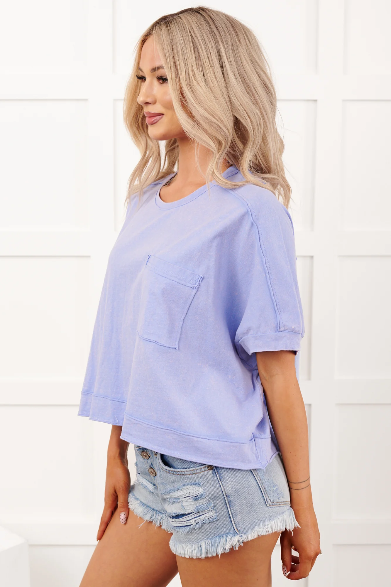 Kendrick Acid Wash Crop Top (Blue) - Image 3