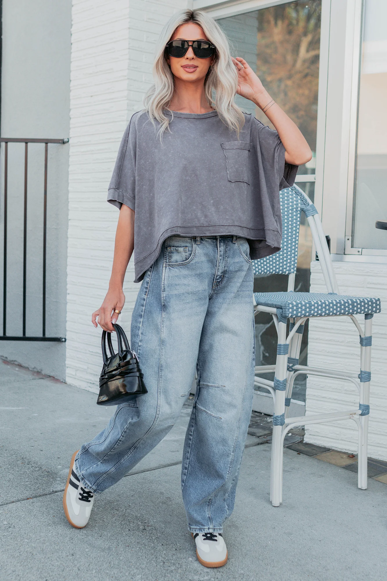 Kendrick Acid Wash Crop Top (Charcoal) - Image 2