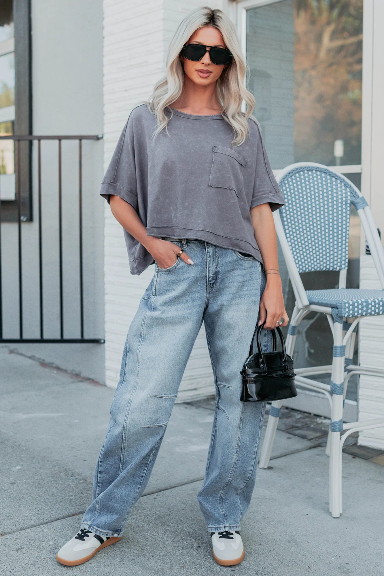 Kendrick Acid Wash Crop Top (Charcoal) - Image 6