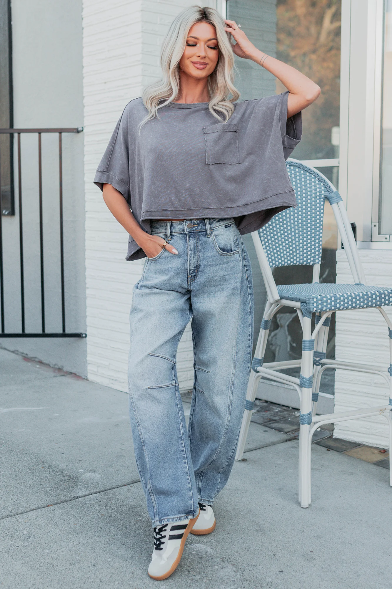 Kendrick Acid Wash Crop Top (Charcoal) - Image 7