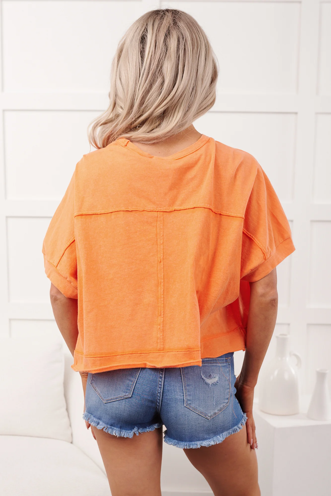 Kendrick Acid Wash Crop Top (Orange) - Image 5