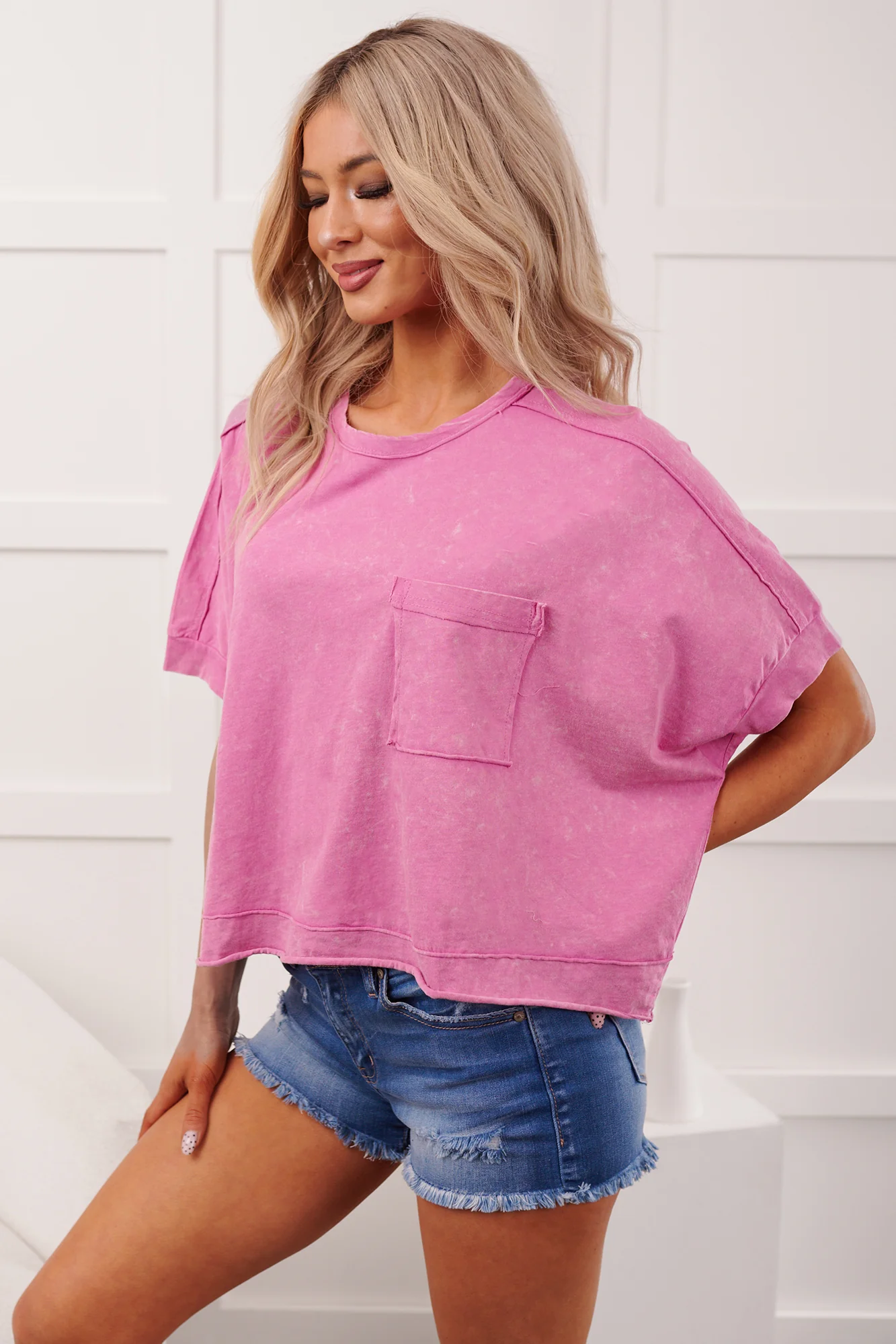 Kendrick Acid Wash Crop Top (Orchid) - Image 5