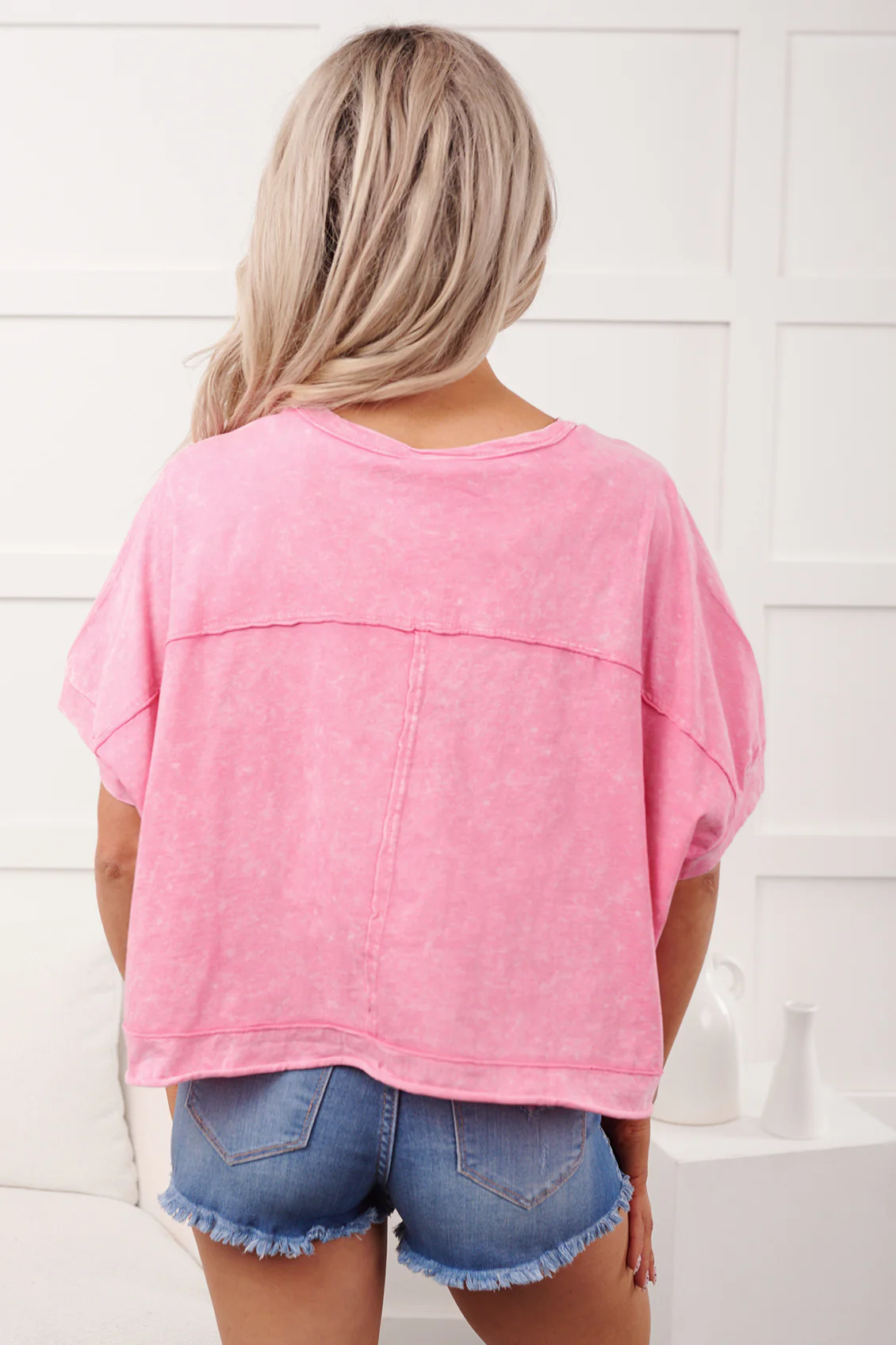 Kendrick Acid Wash Crop Top (Pink) - Image 7