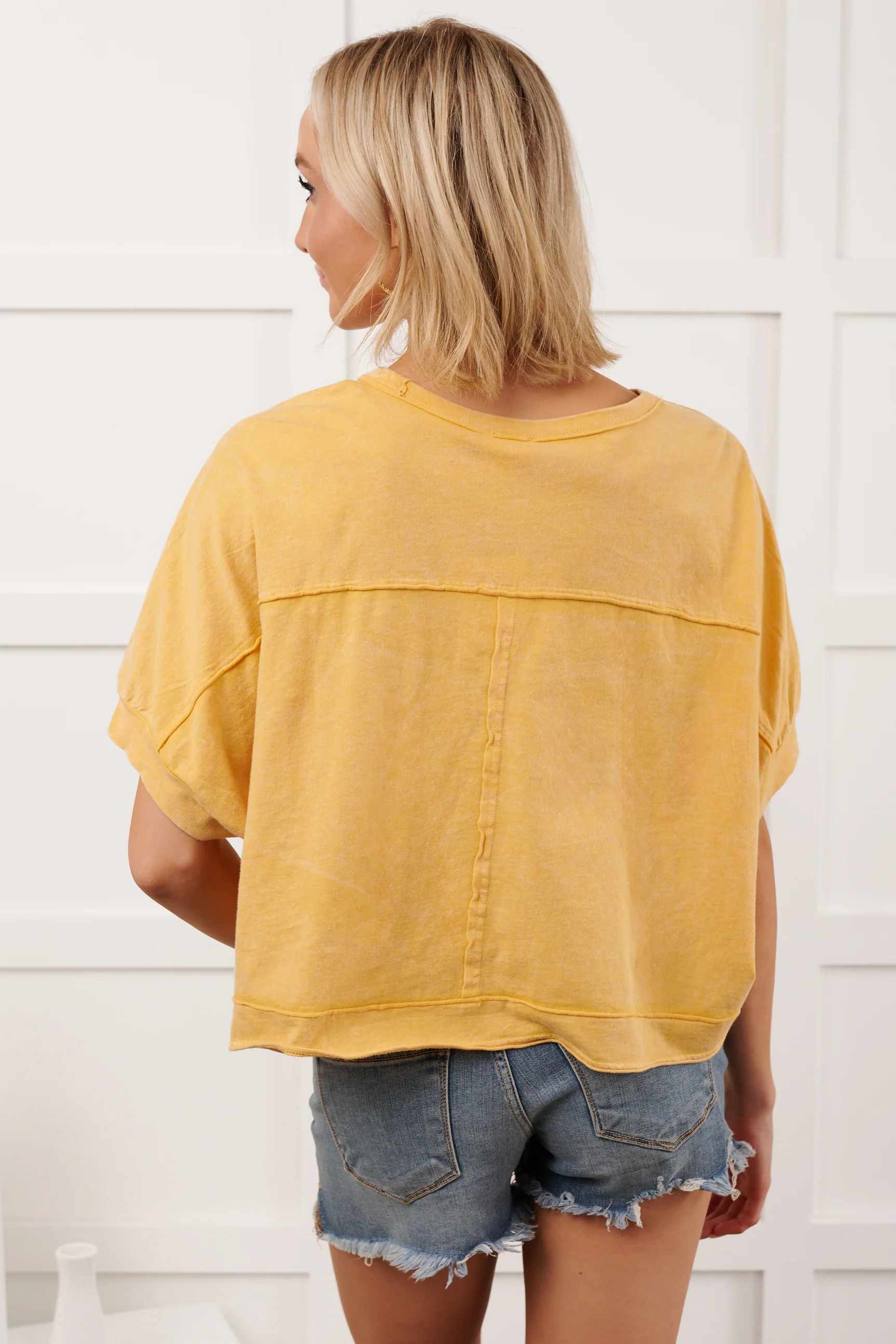 Kendrick Acid Wash Crop Top (Yellow) - Image 7