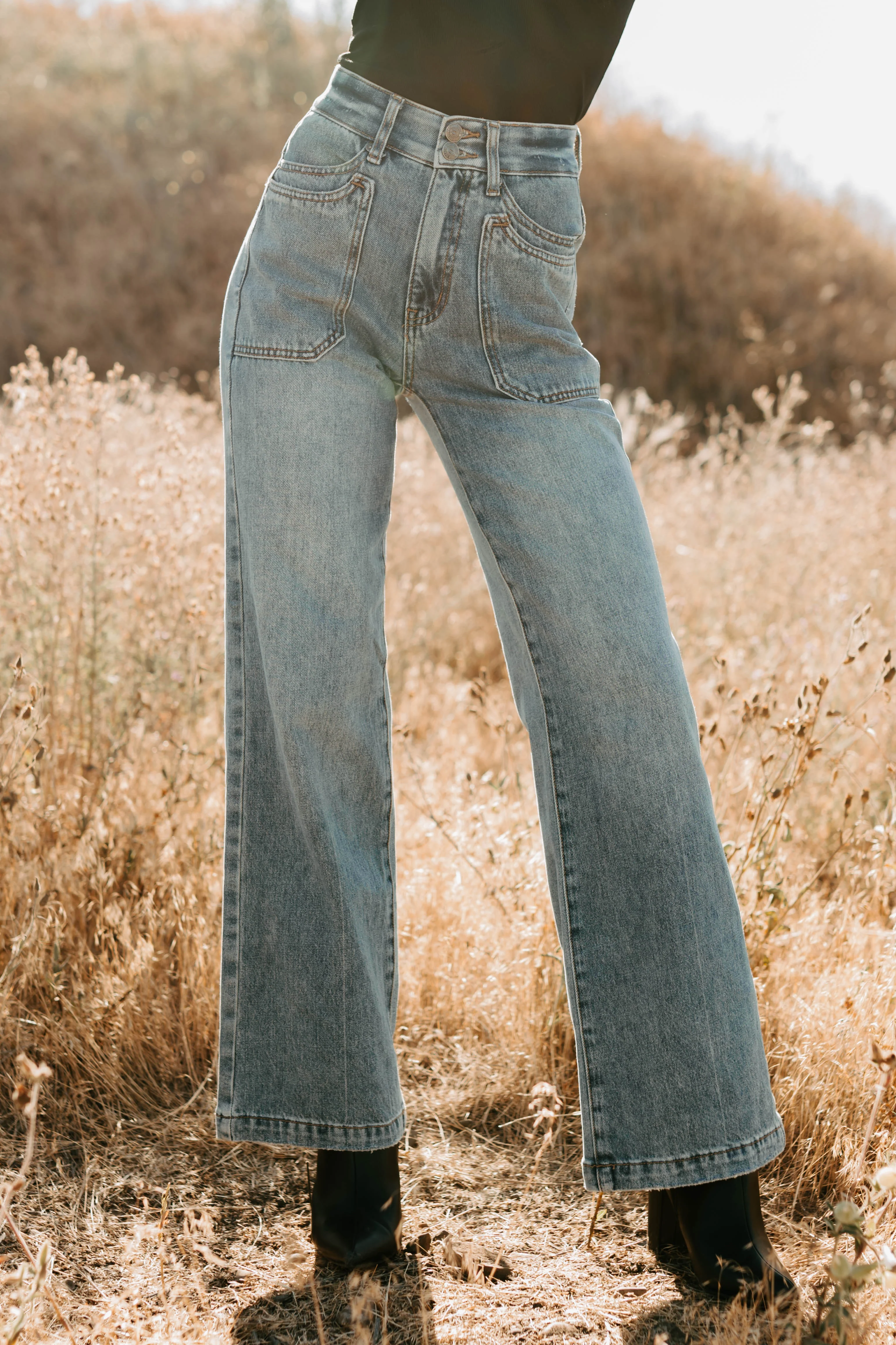 Kiera Tummy Control Wide Leg Saige Denim Jeans (Medium) - Image 2