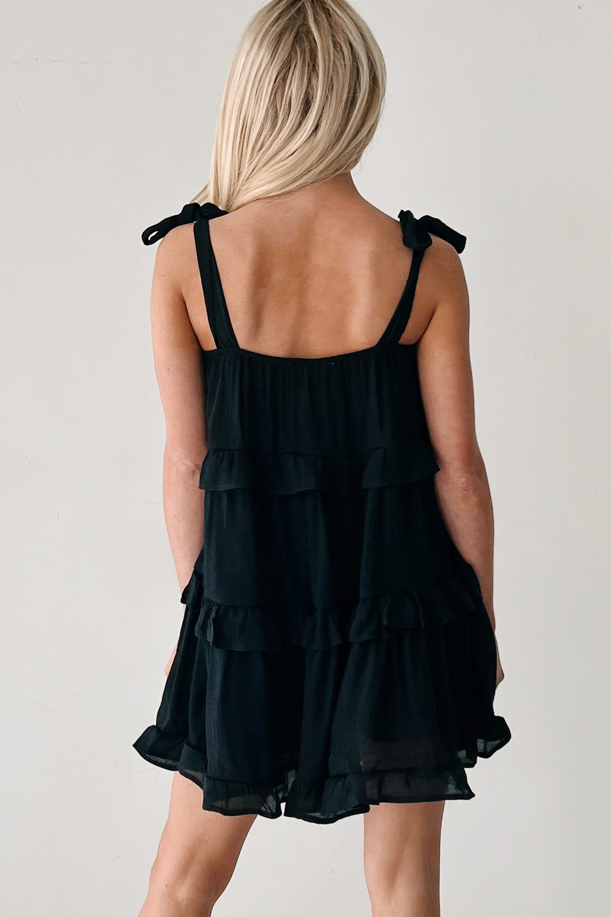 Kiss Me Quick Ruffle Tiered Babydoll Dress (Black) - Image 4