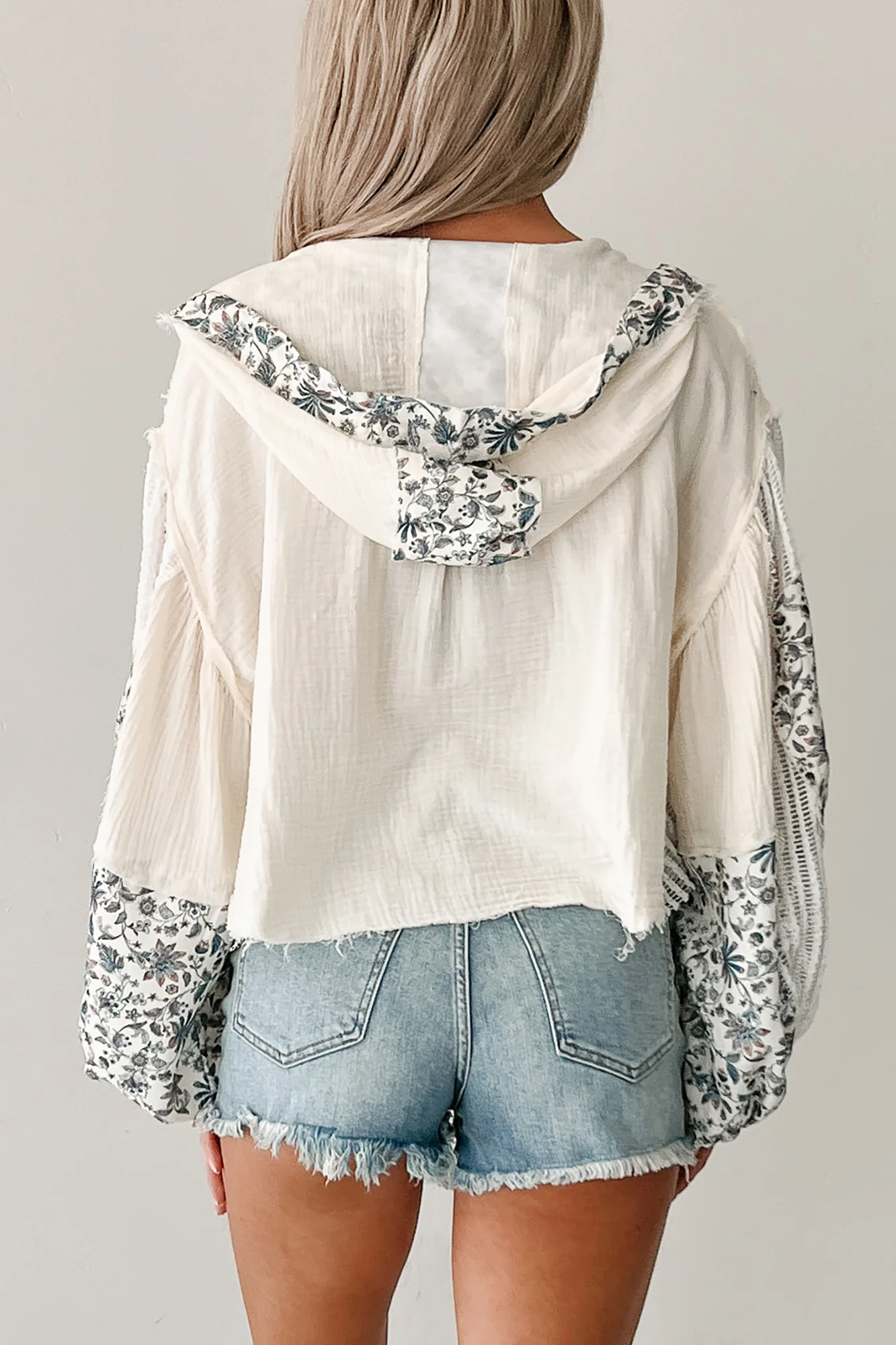 Knitted Paths Floral Crochet Hooded Top (Natural) - Image 3