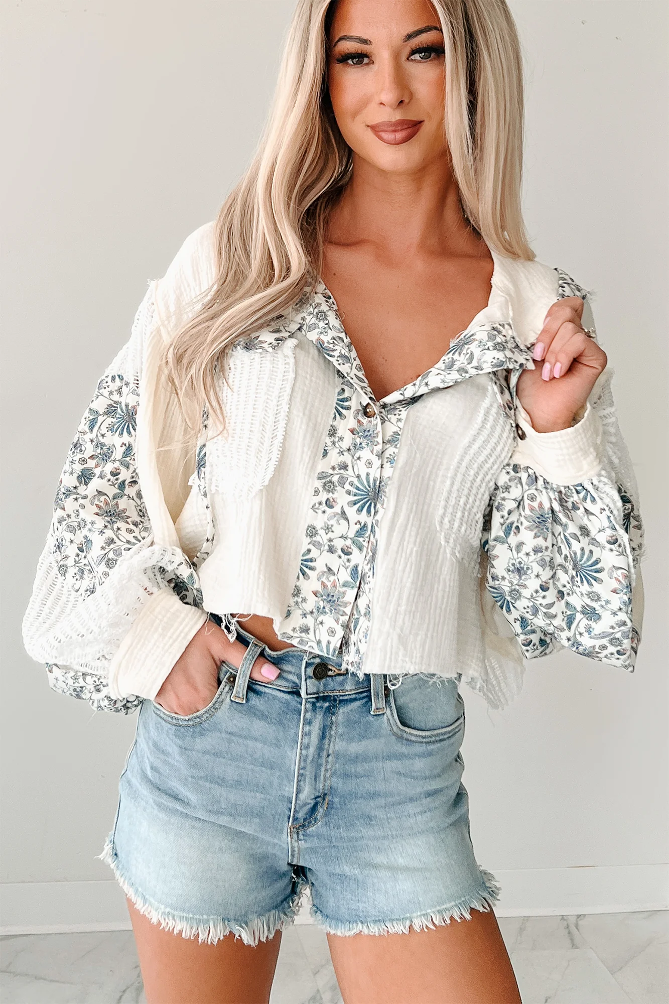 Knitted Paths Floral Crochet Hooded Top (Natural) - Image 5