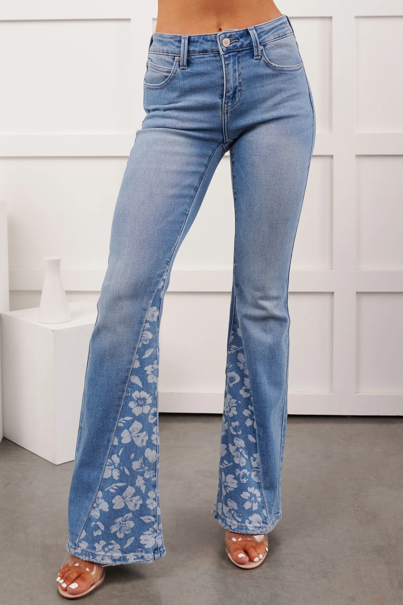 Kyson Mid Rise Floral Flare Kancan Jeans (Medium) - Image 6