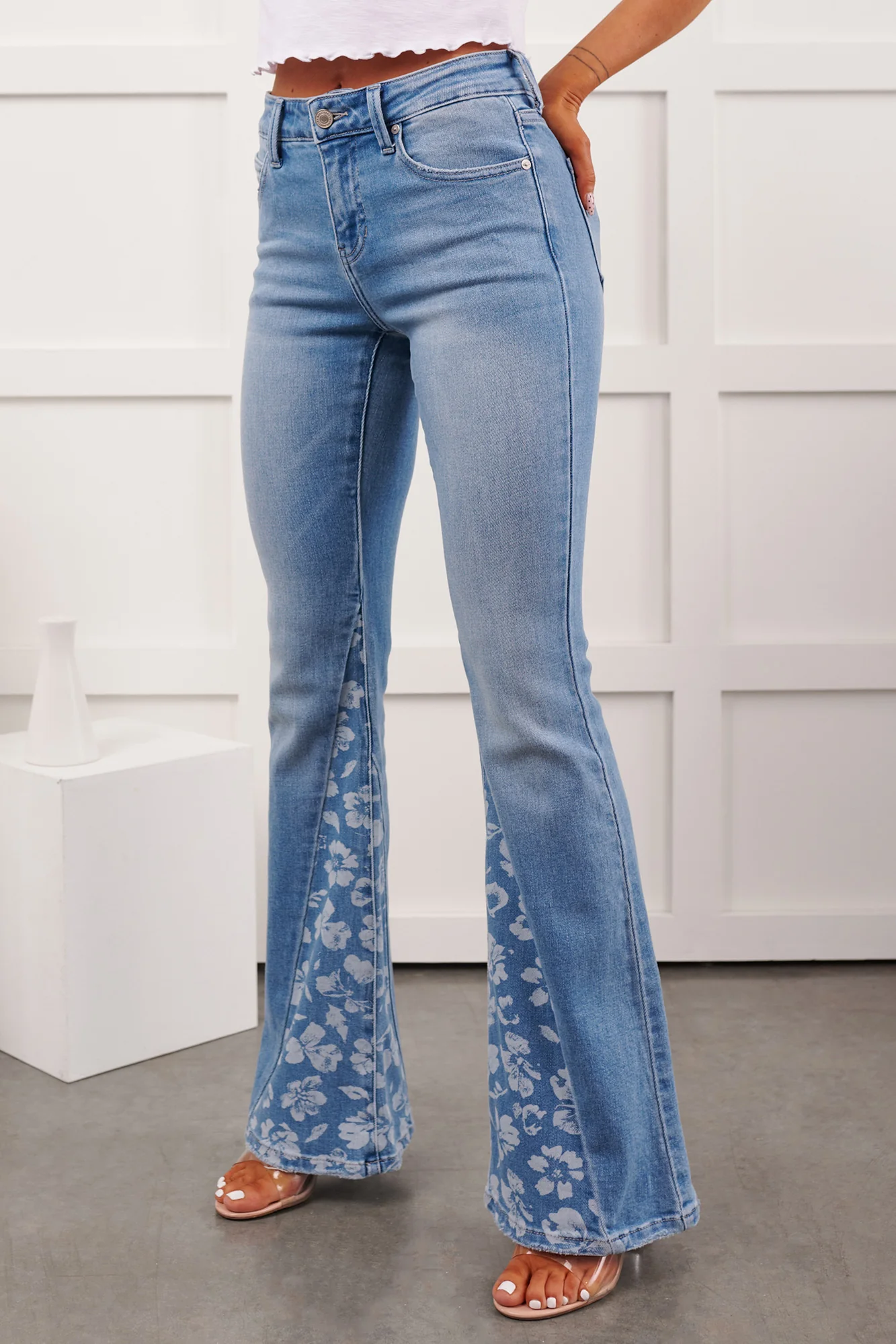 Kyson Mid Rise Floral Flare Kancan Jeans (Medium) - Image 8