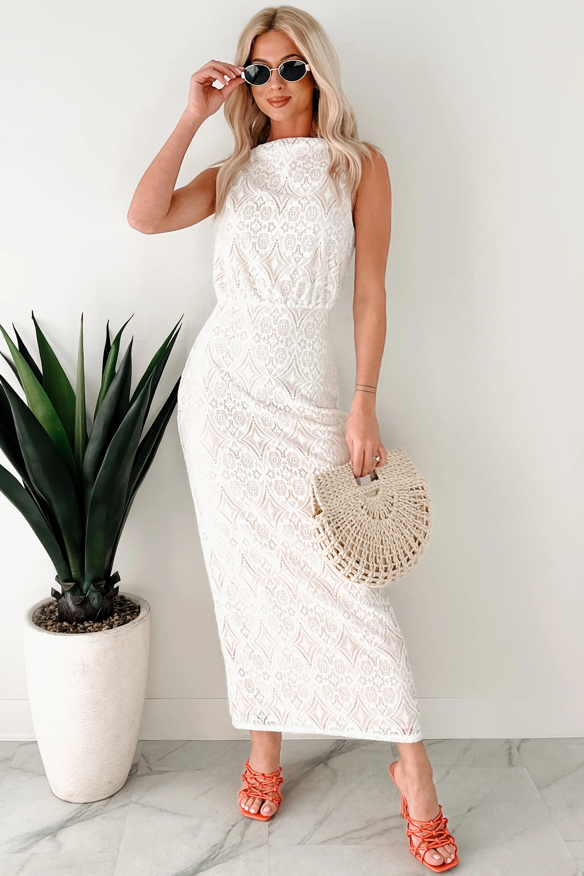 Lace Me Up In Love Lace Maxi Dress (White) - Image 5