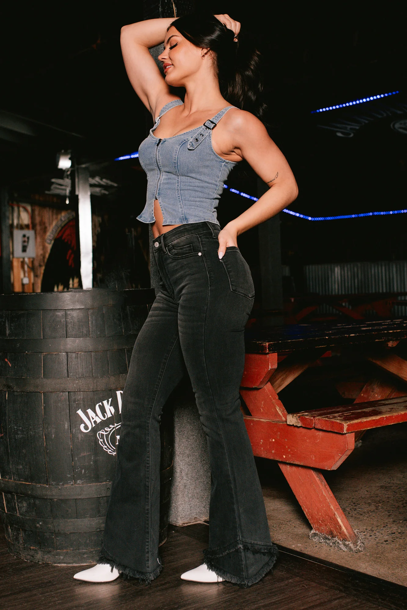 Lady's First Zip Up Denim Tank Top (Light Blue) - Image 19