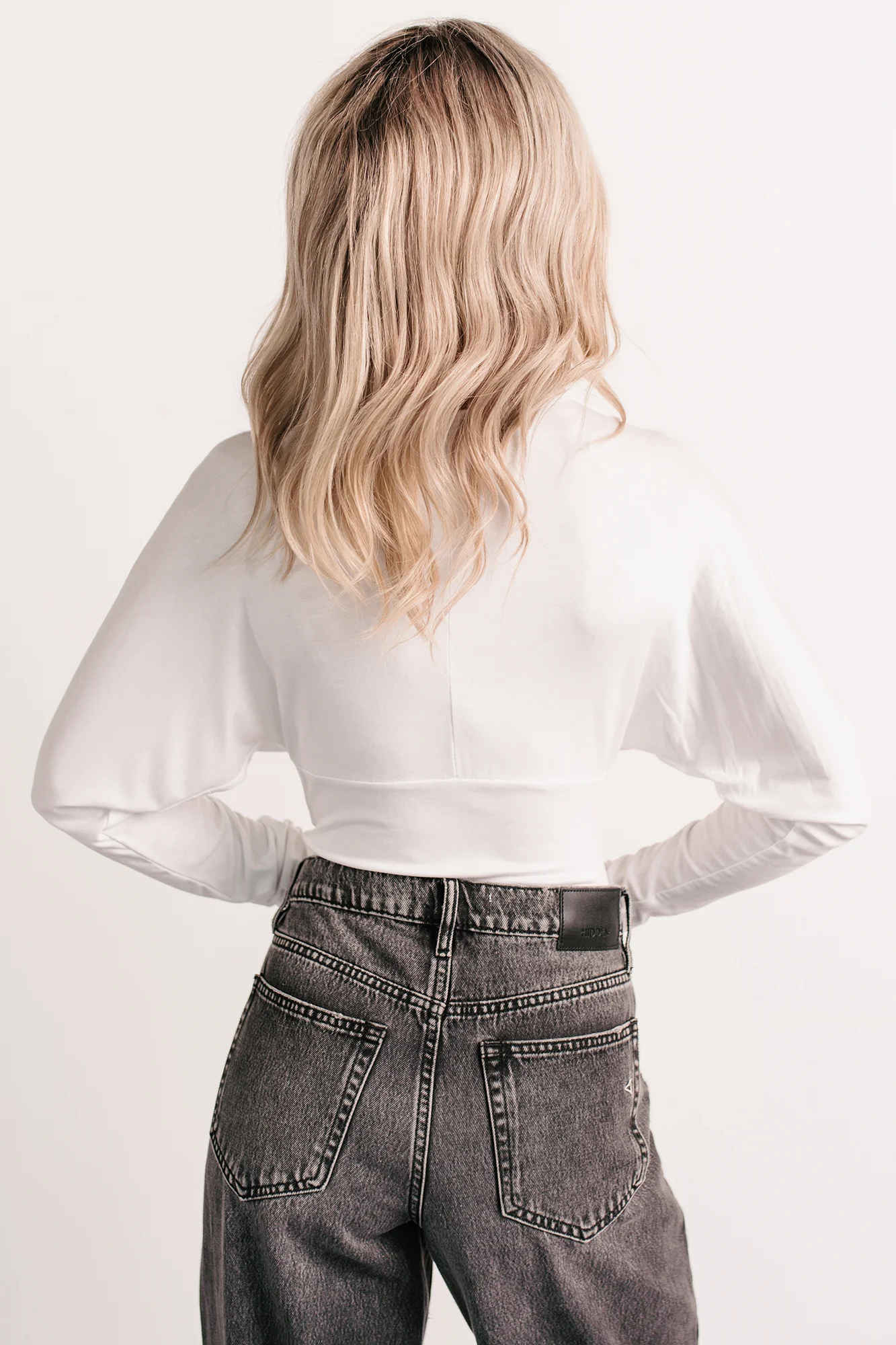 Last Looks Plunging V Neck Long Sleeve Bodysuit (Ivory) - Image 4
