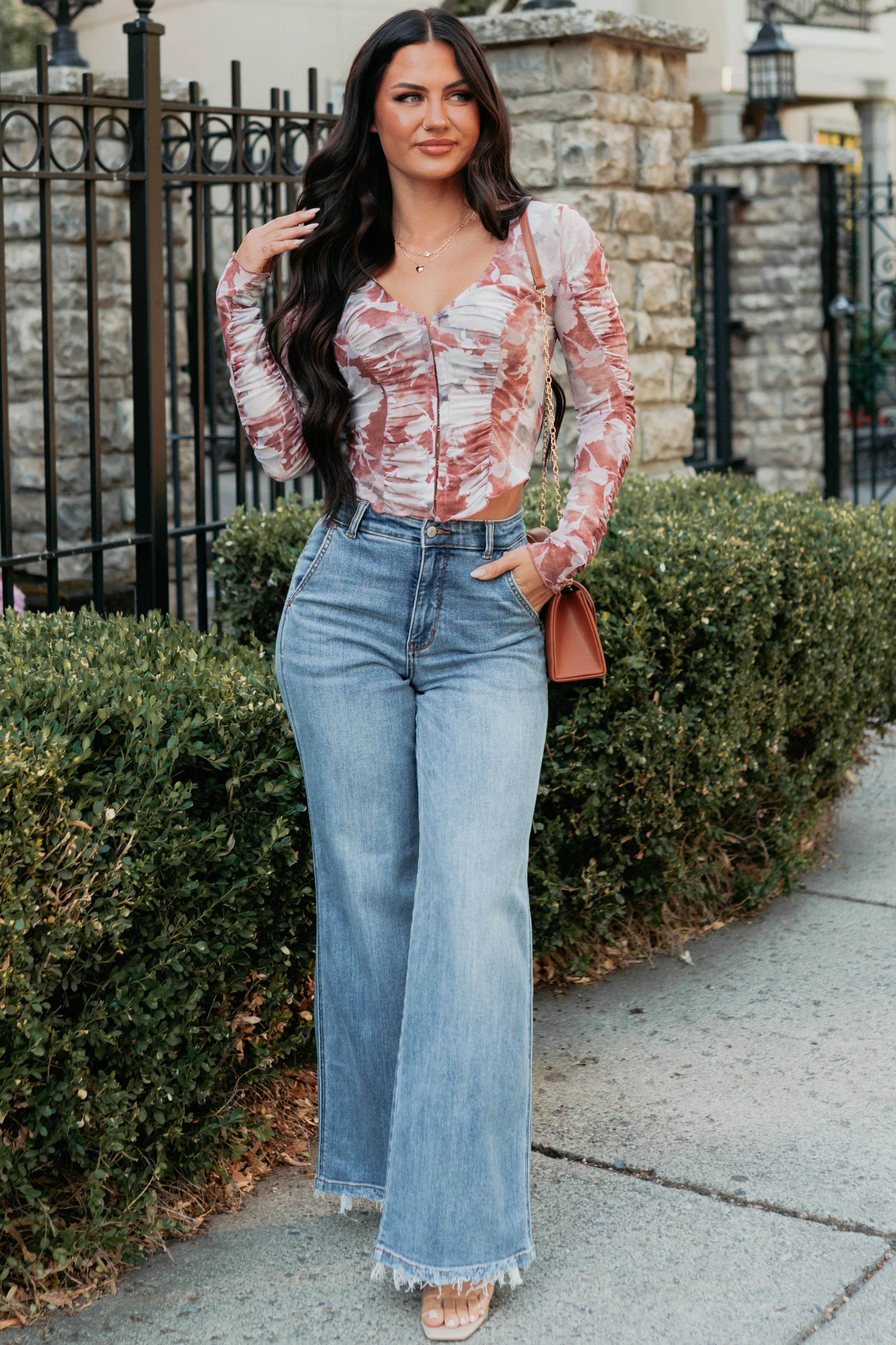 Lasting Touch Long Sleeve Floral Top (Maroon) - Image 6