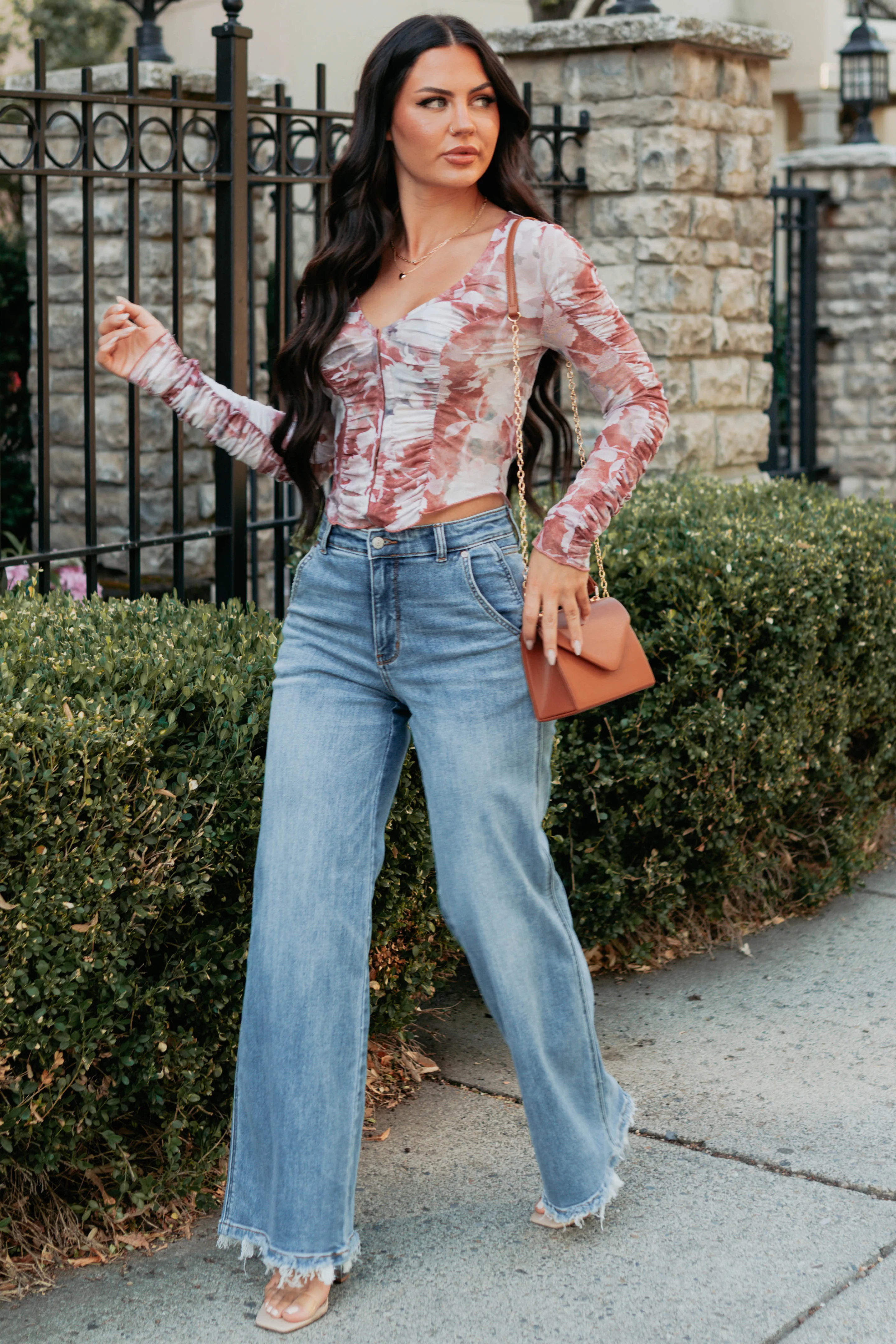Lasting Touch Long Sleeve Floral Top (Maroon) - Image 8