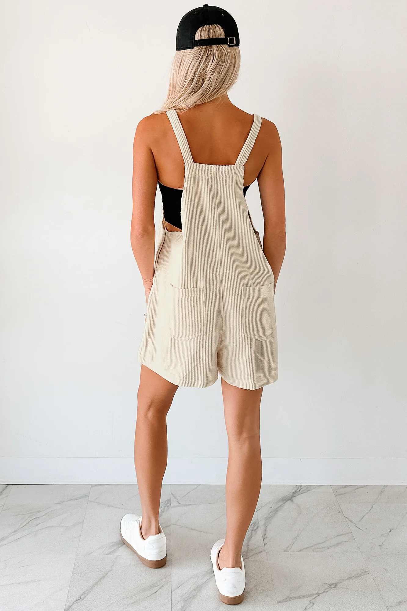 Laugh Out Loud Corduroy Overall Rompers (Alpaca) - Image 5