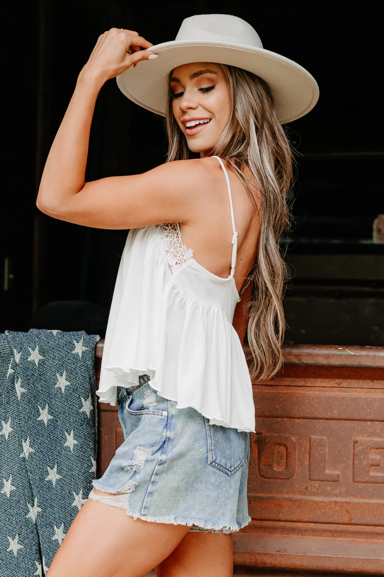Lavender Dreams Crochet Lace Cami Top (White) - Image 4