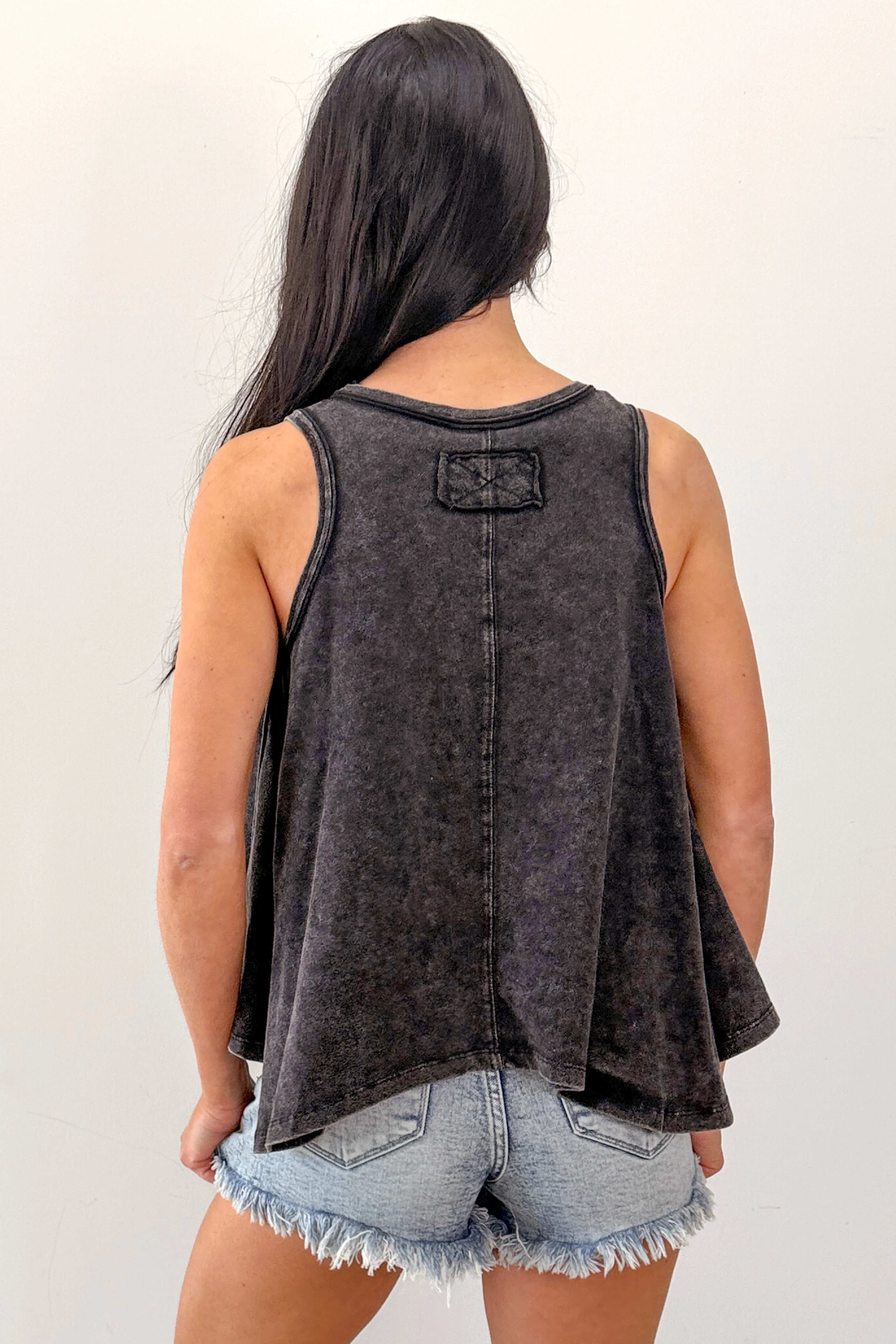 Lazy Day Love Mineral Wash Cotton Tank Top (Black) - Image 6