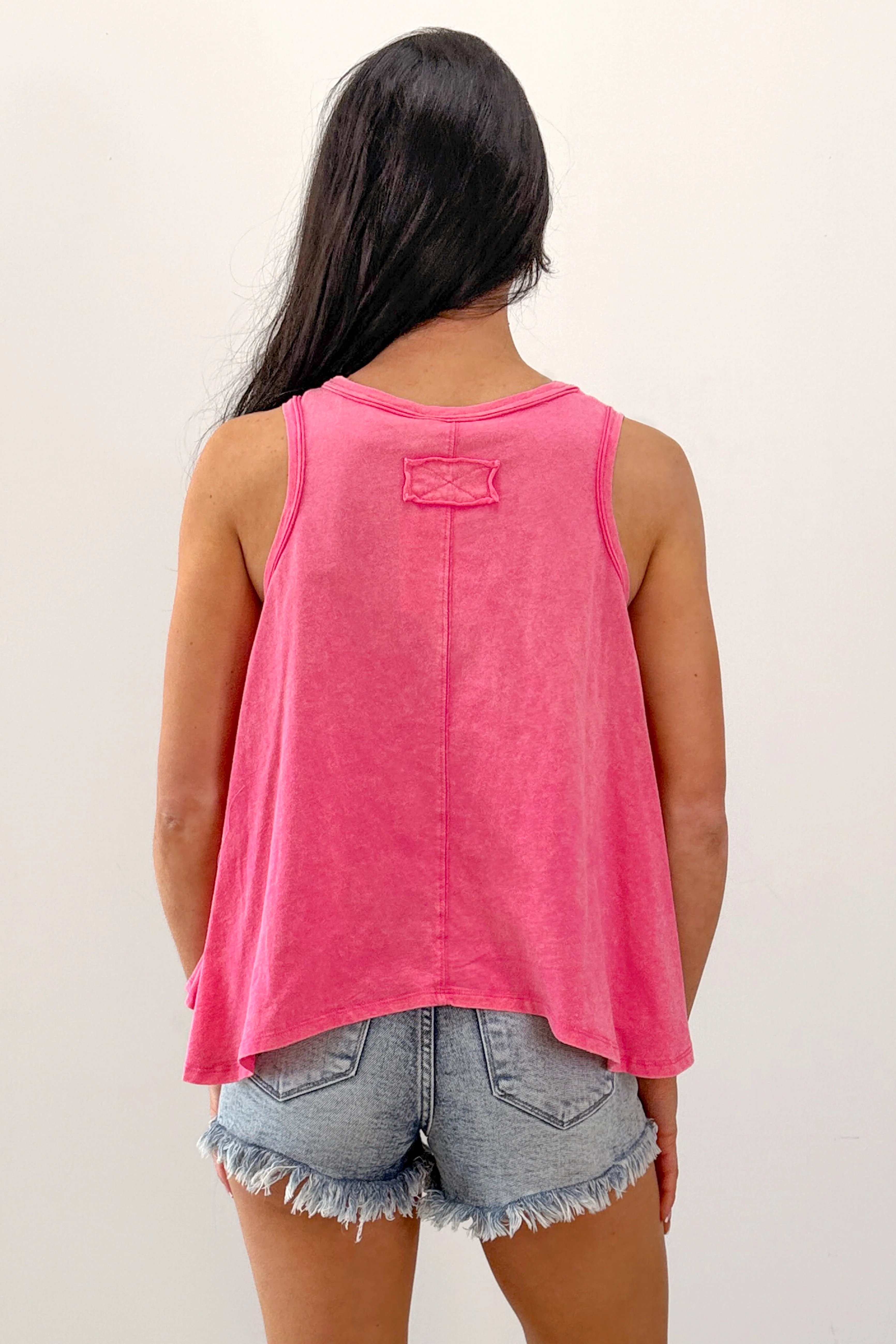 Lazy Day Love Mineral Wash Cotton Tank Top (Pink) - Image 6