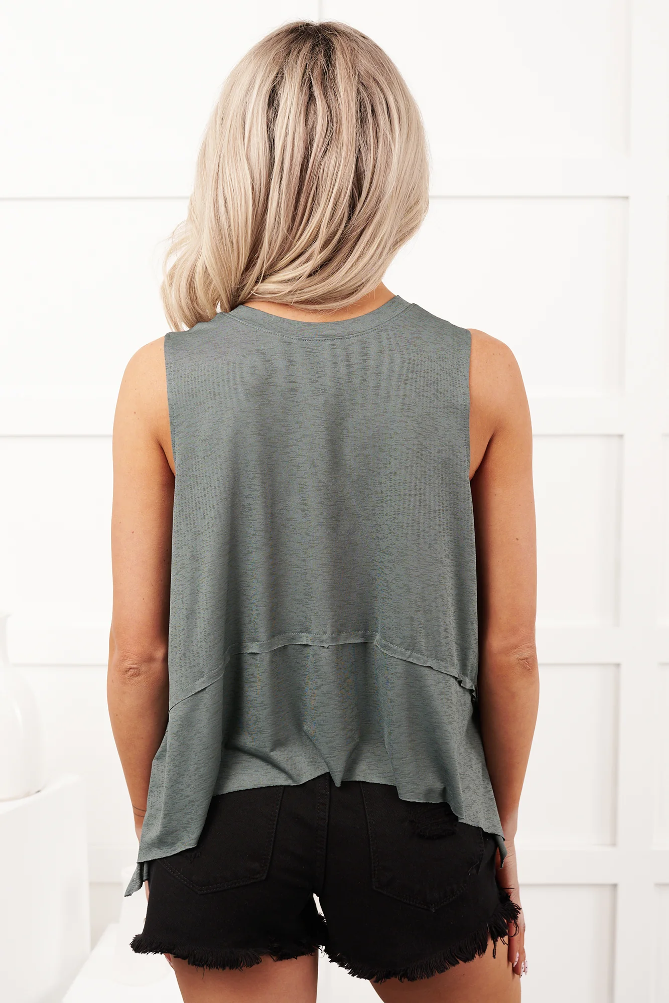 Lazy Mornings Side Slit Sleeveless Top (Ash Jade) - Image 7
