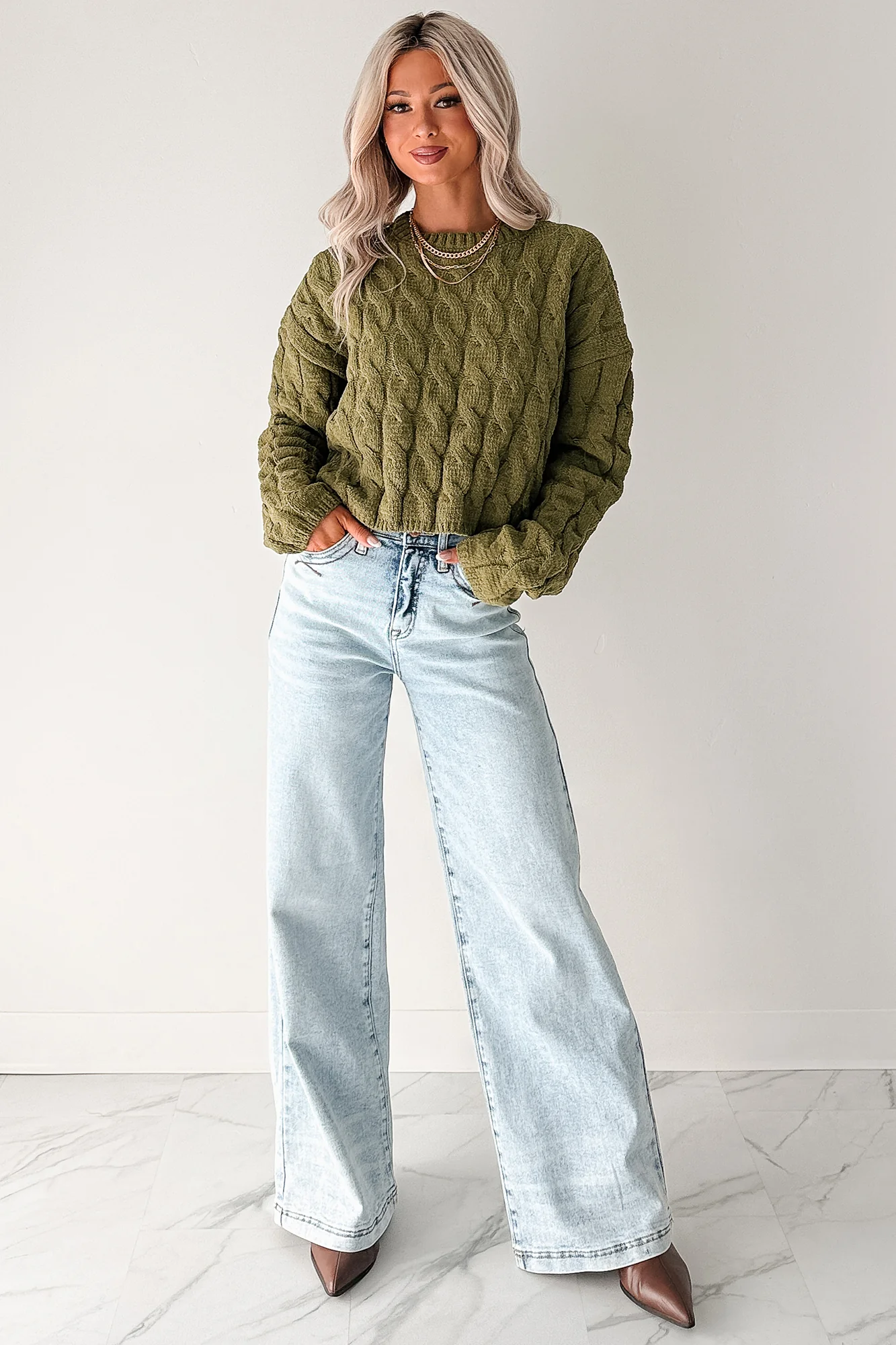 Ledger Tummy Control Wide Leg Saige Denim Jeans (Medium) - Image 2