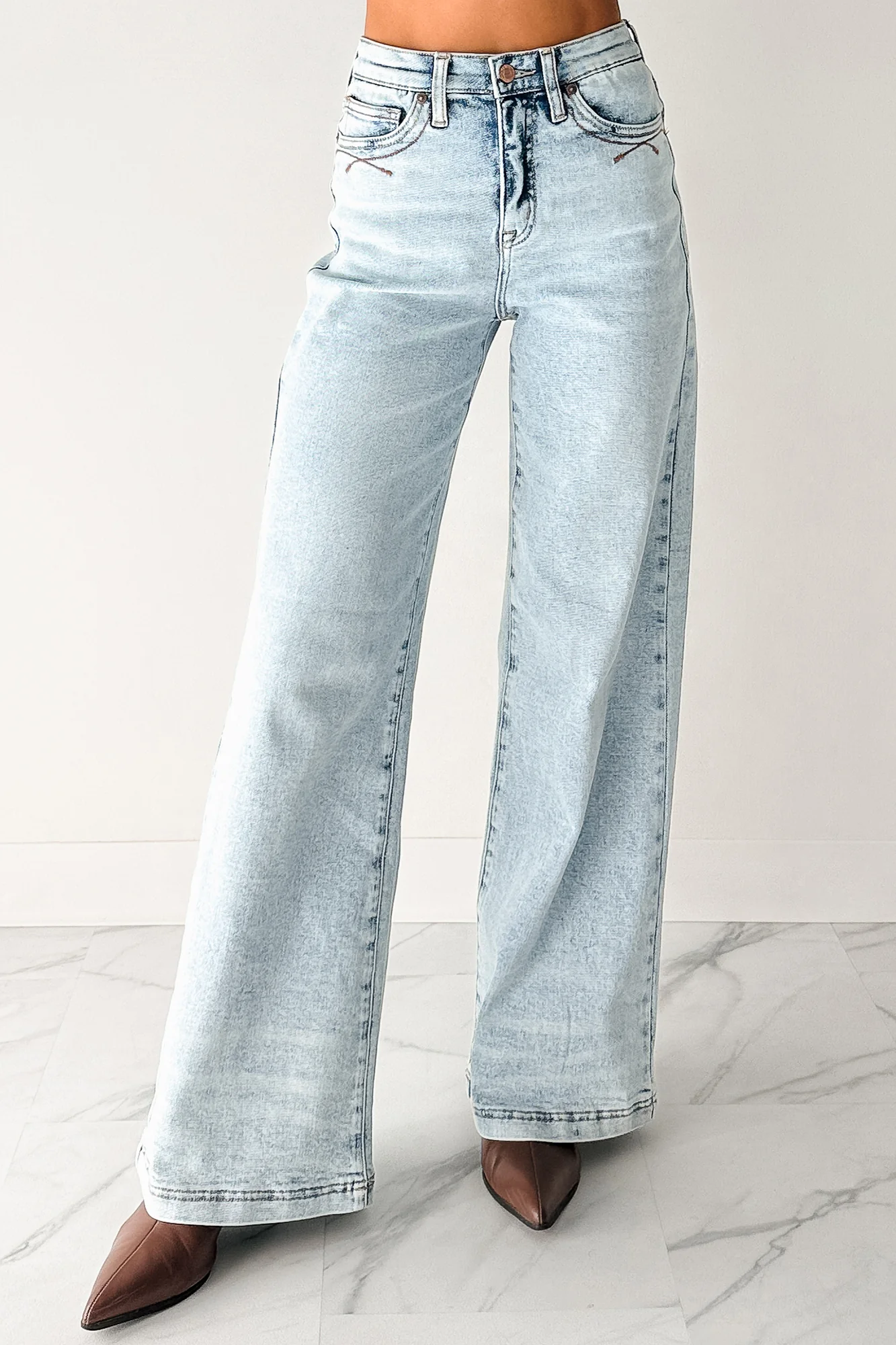 Ledger Tummy Control Wide Leg Saige Denim Jeans (Medium) - Image 3