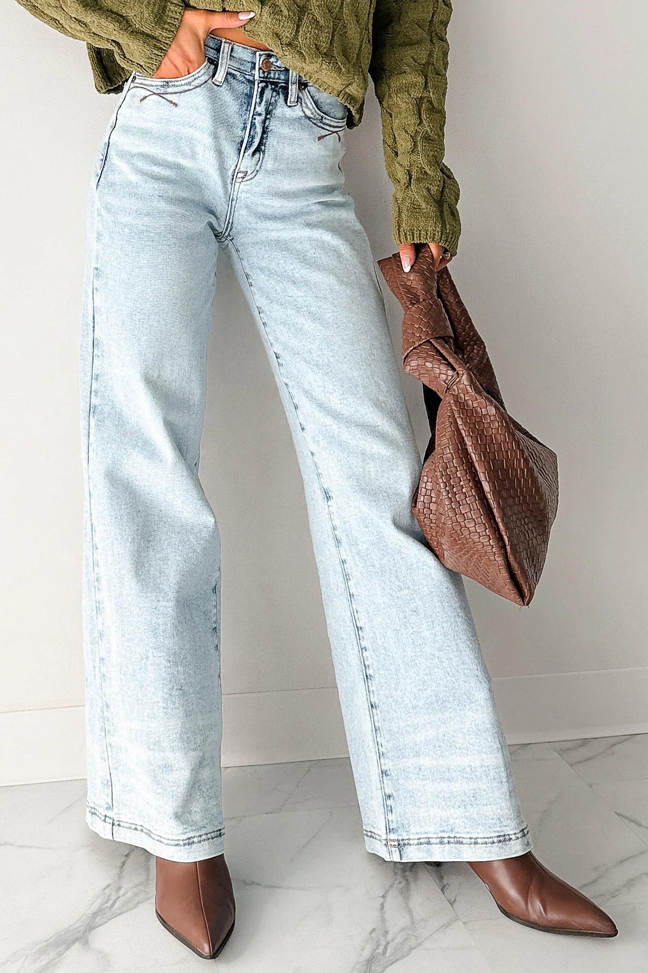 Ledger Tummy Control Wide Leg Saige Denim Jeans (Medium) - Image 6