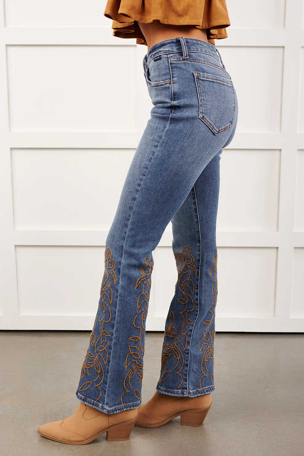 Leland Embroidered Flare Cello Jeans (Medium) - Image 7