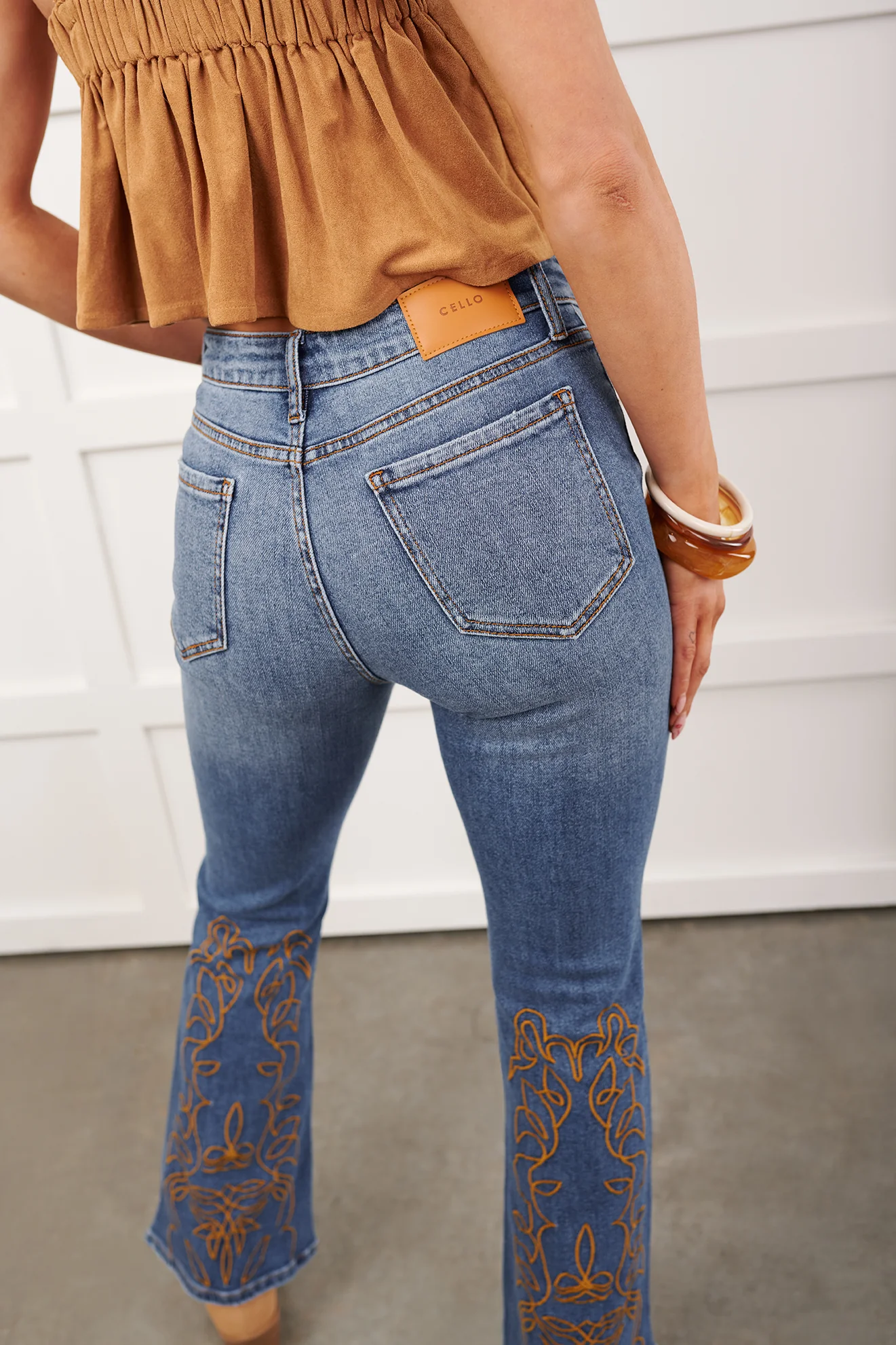 Leland Embroidered Flare Cello Jeans (Medium) - Image 9
