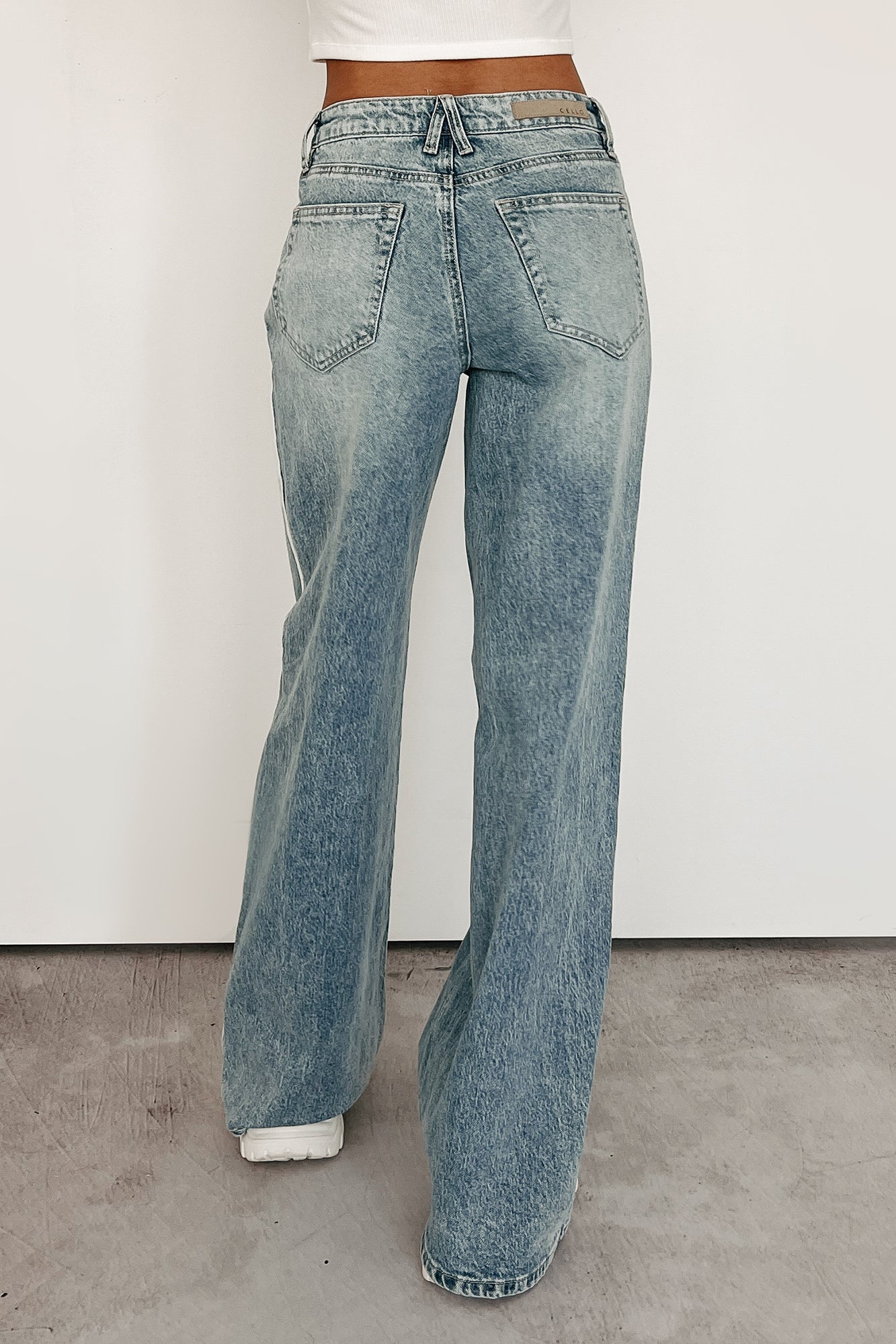 Lena Wide Leg Side Stripe Cello Jeans (Light) - Image 3