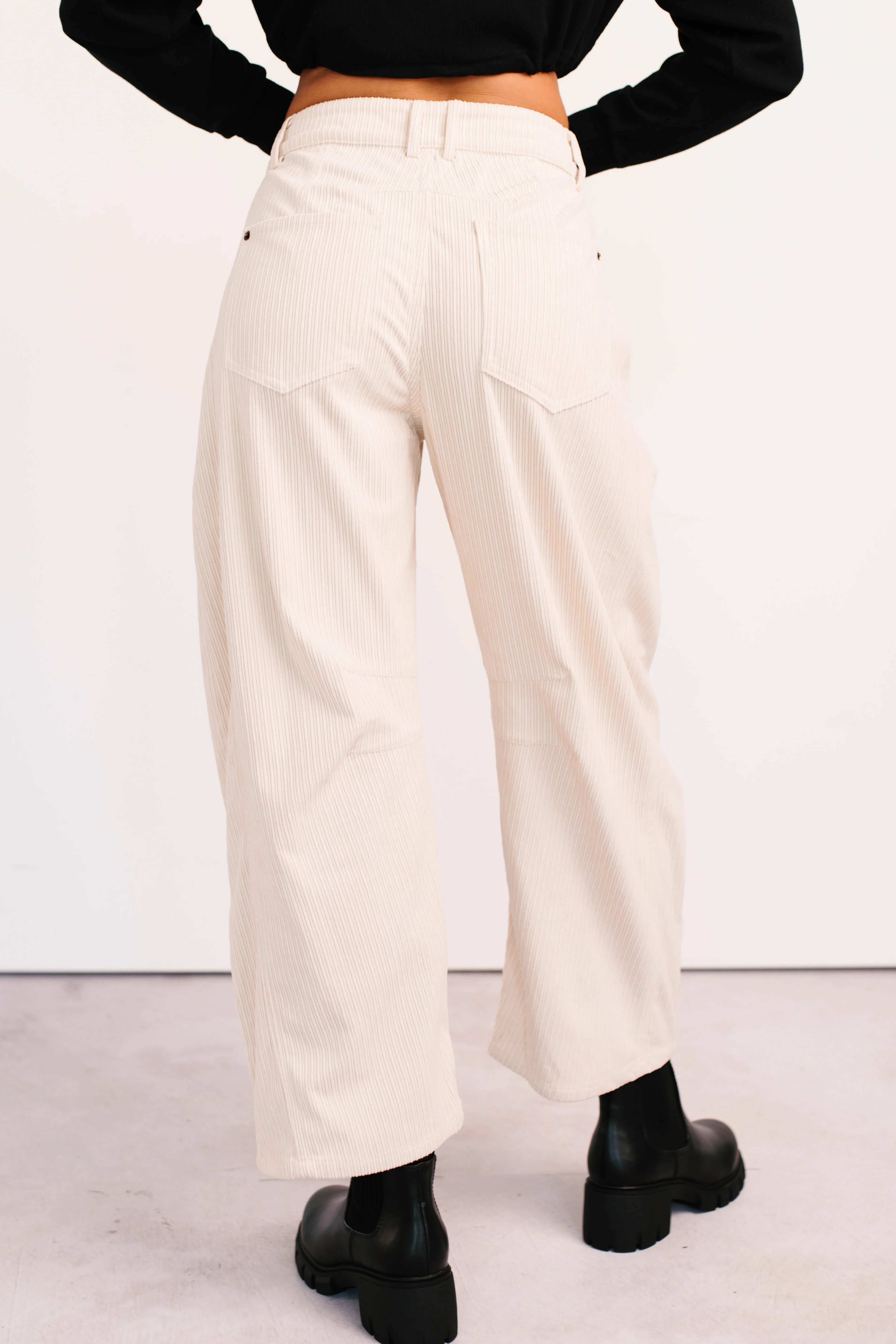 Leo Corduroy Barrel Leg Pants (Bone) - Image 5