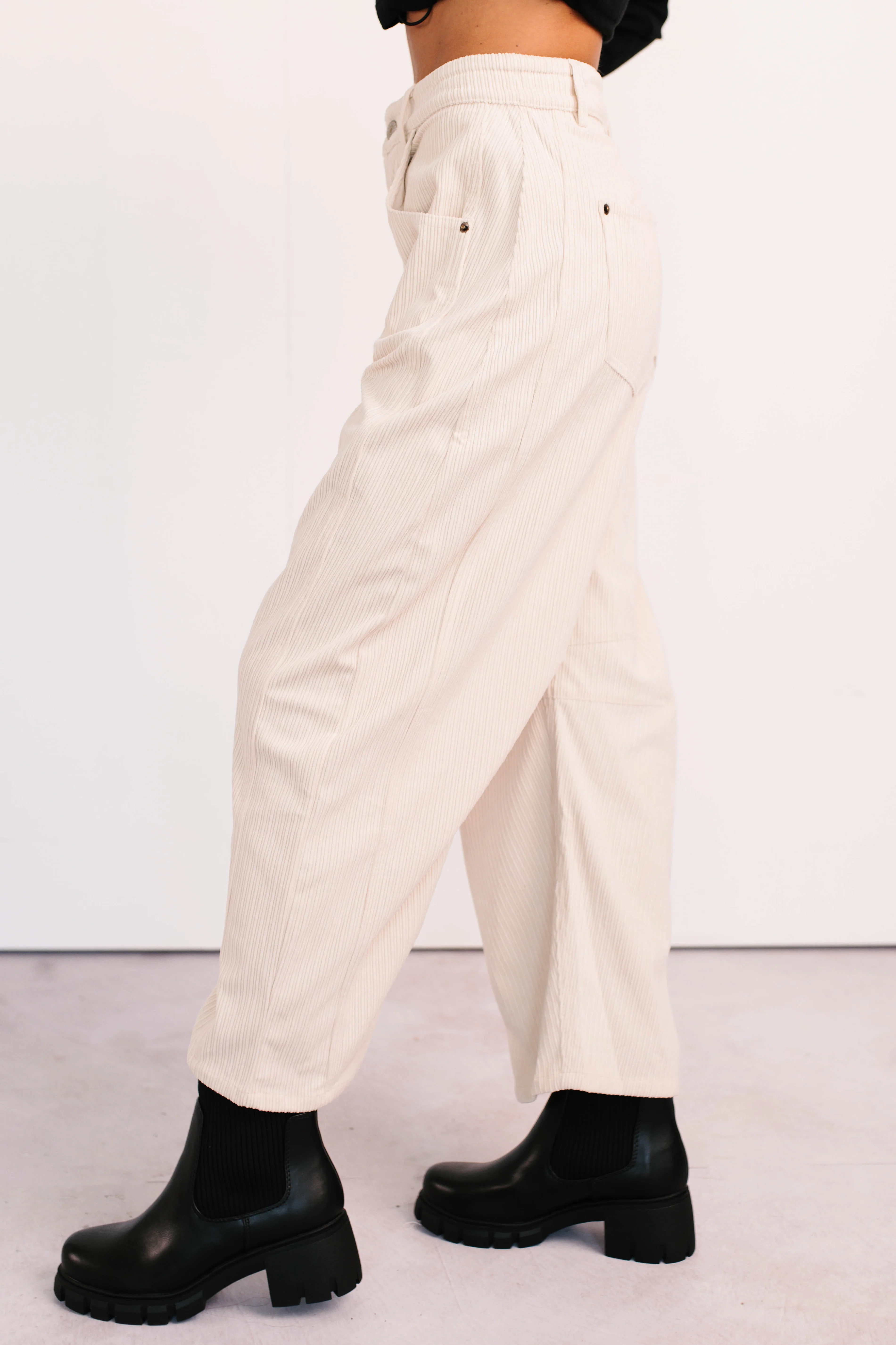 Leo Corduroy Barrel Leg Pants (Bone) - Image 6